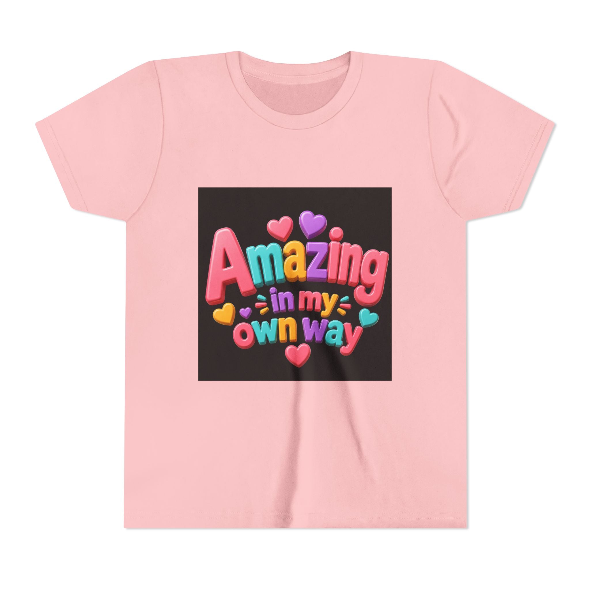 Youth Tee — "Amazing in My Own Way" Colorful Heart Kids T-Shirt