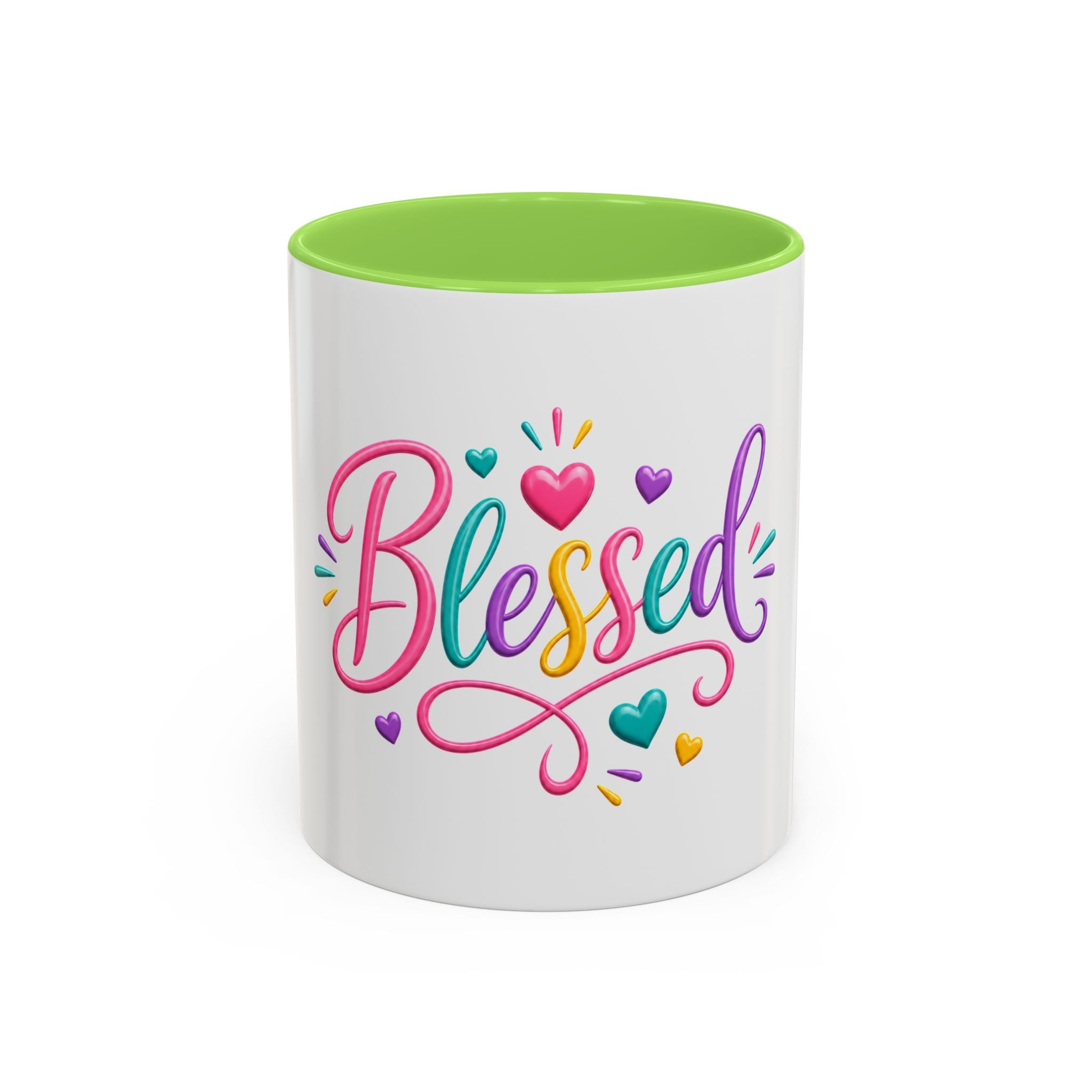 Blessed Colorful Mug (11oz & 15oz) — Rainbow Hearts Coffee Cup