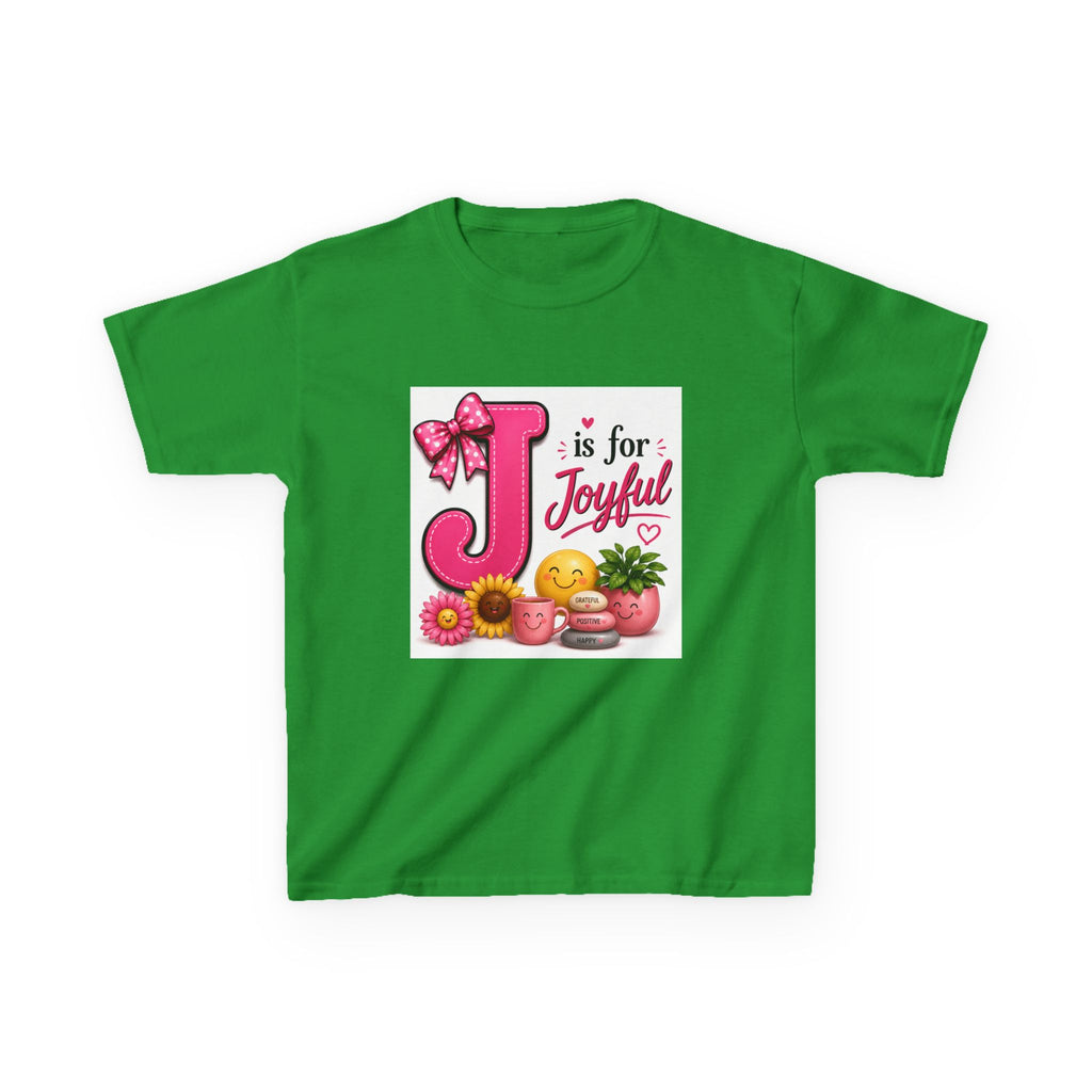 Kids Tee — "J is for Joyful" Pink Alphabet Shirt