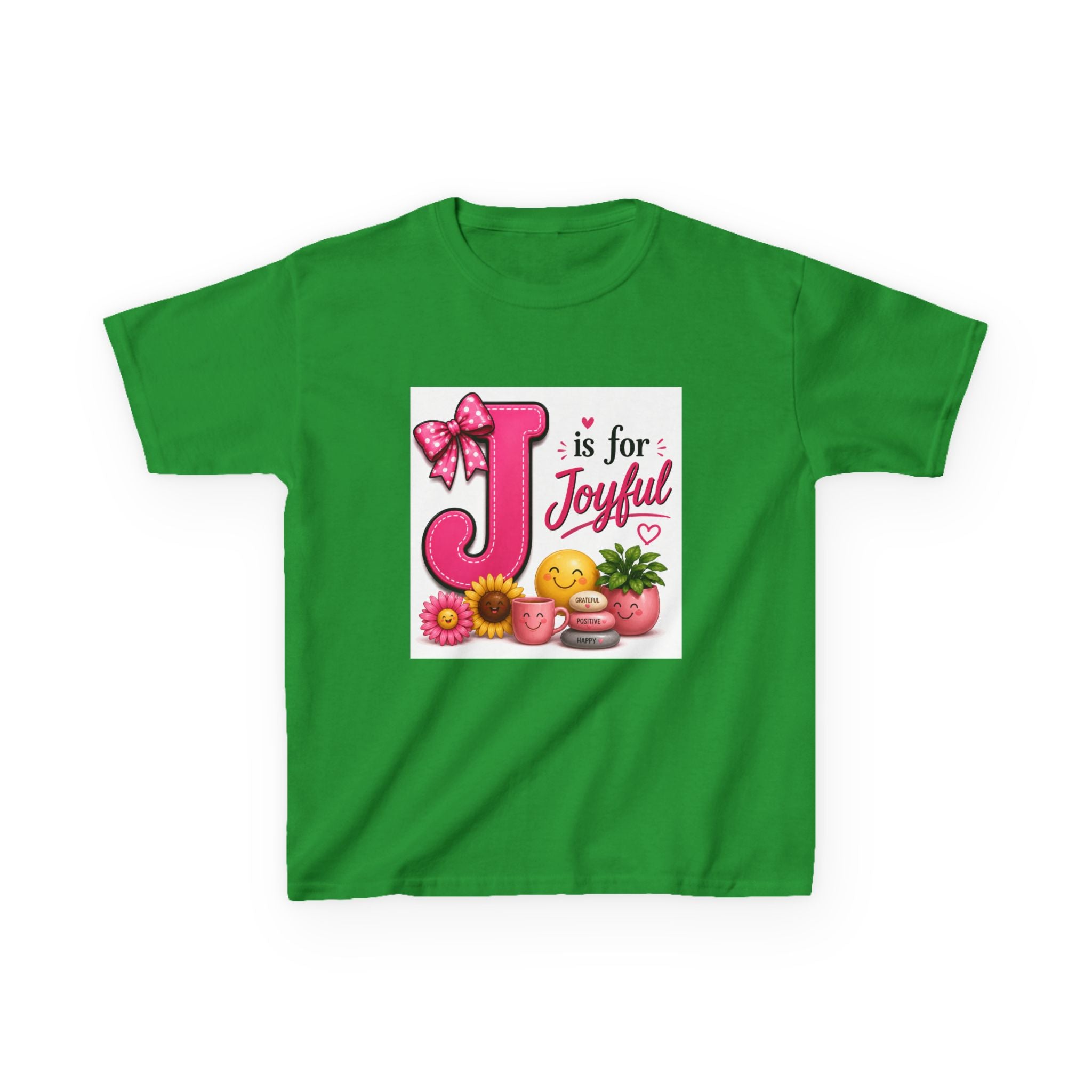 Kids Tee — "J is for Joyful" Pink Alphabet Shirt
