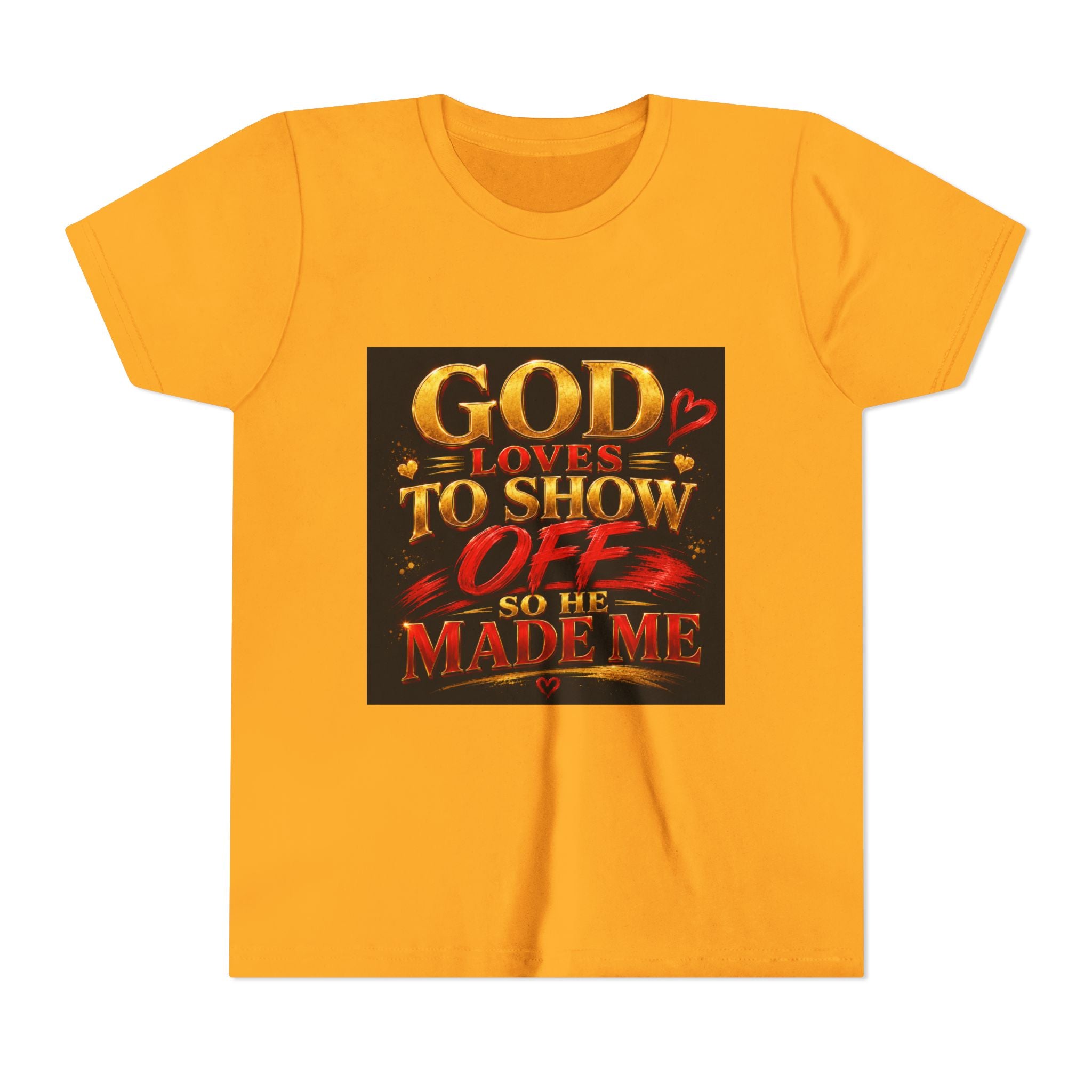 Youth Tee — "God Loves to Show Off So He Made Me" Christian Graphic Shirt