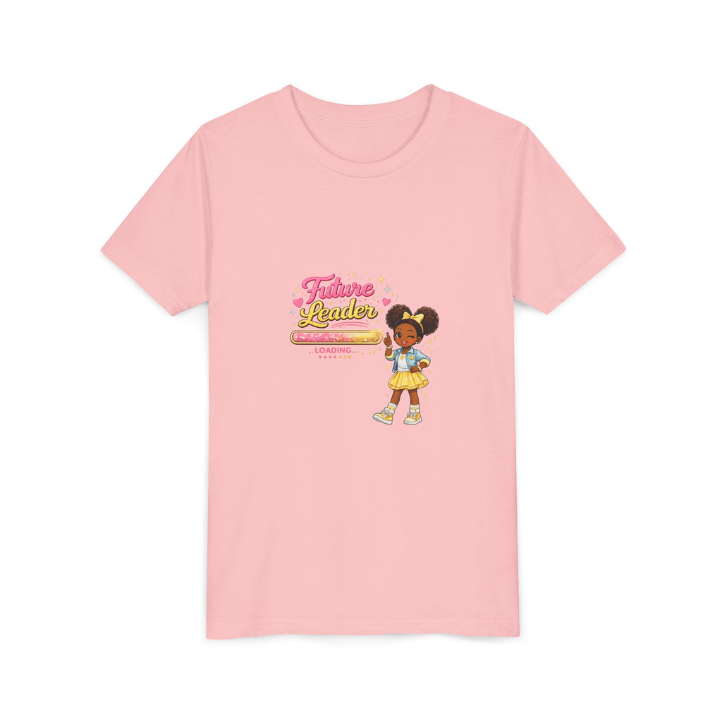 Youth Tee — “Future Leader” Cute Black Girl Graphic Shirt for Kids