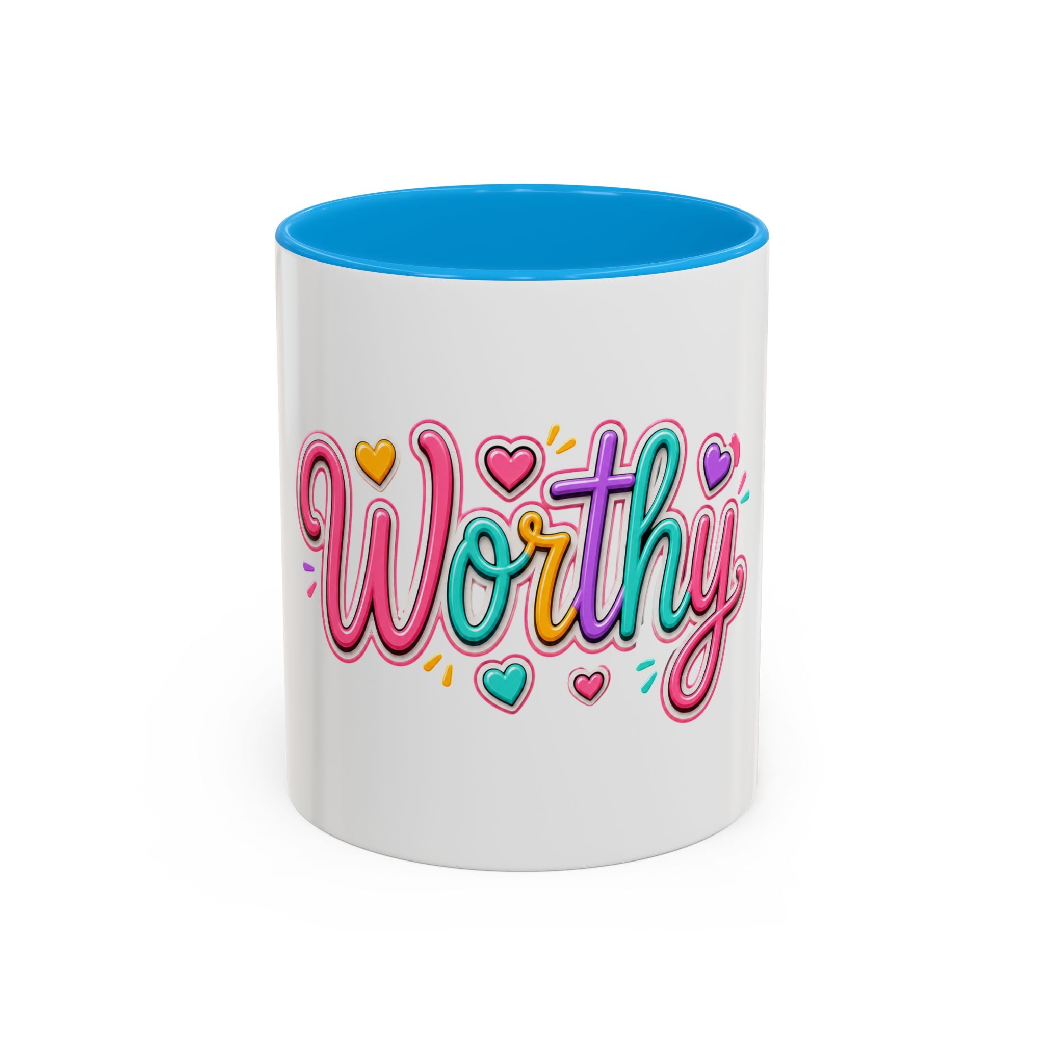 Worthy Colorful Ceramic Mug — Inspirational Heart Design (11oz & 15oz)