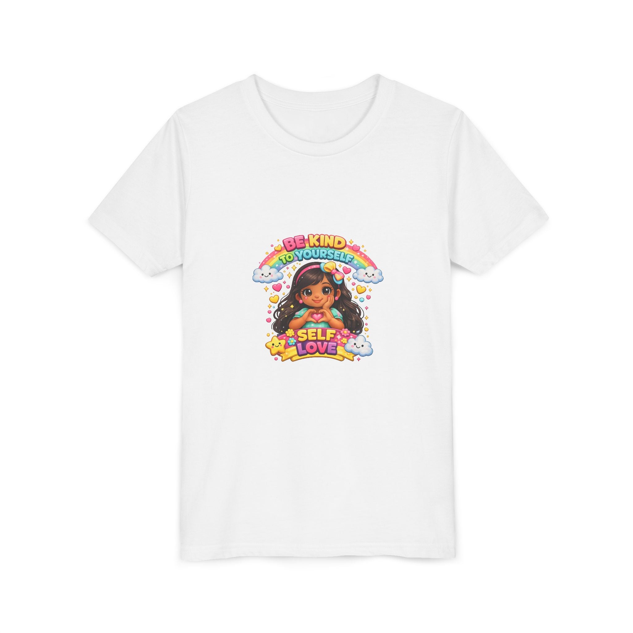 Youth Tee - "Be Kind to Yourself" Self-Love Rainbow Graphic