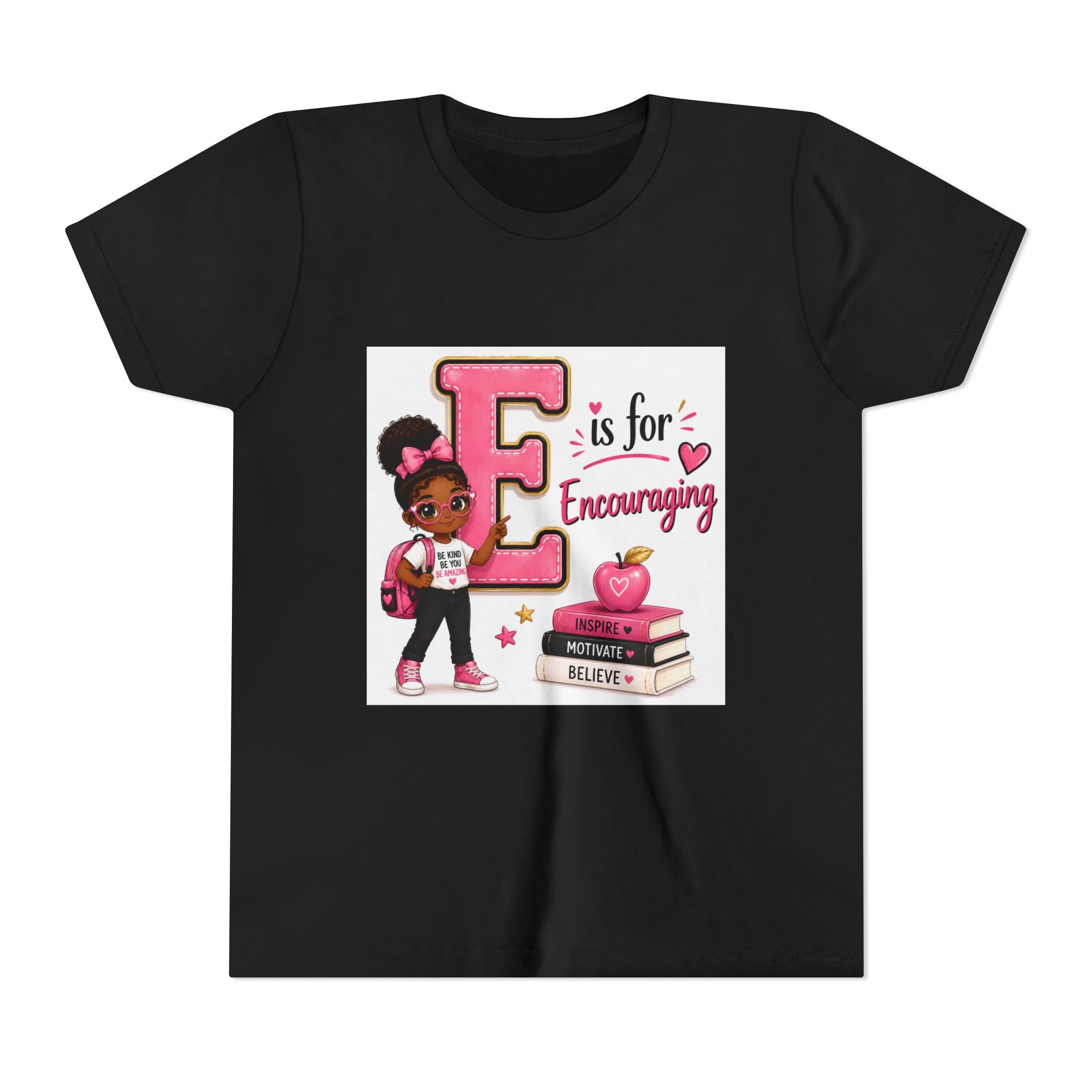 Youth Tee — “E is for Encouraging” Cute Back-to-School Graphic Shirt