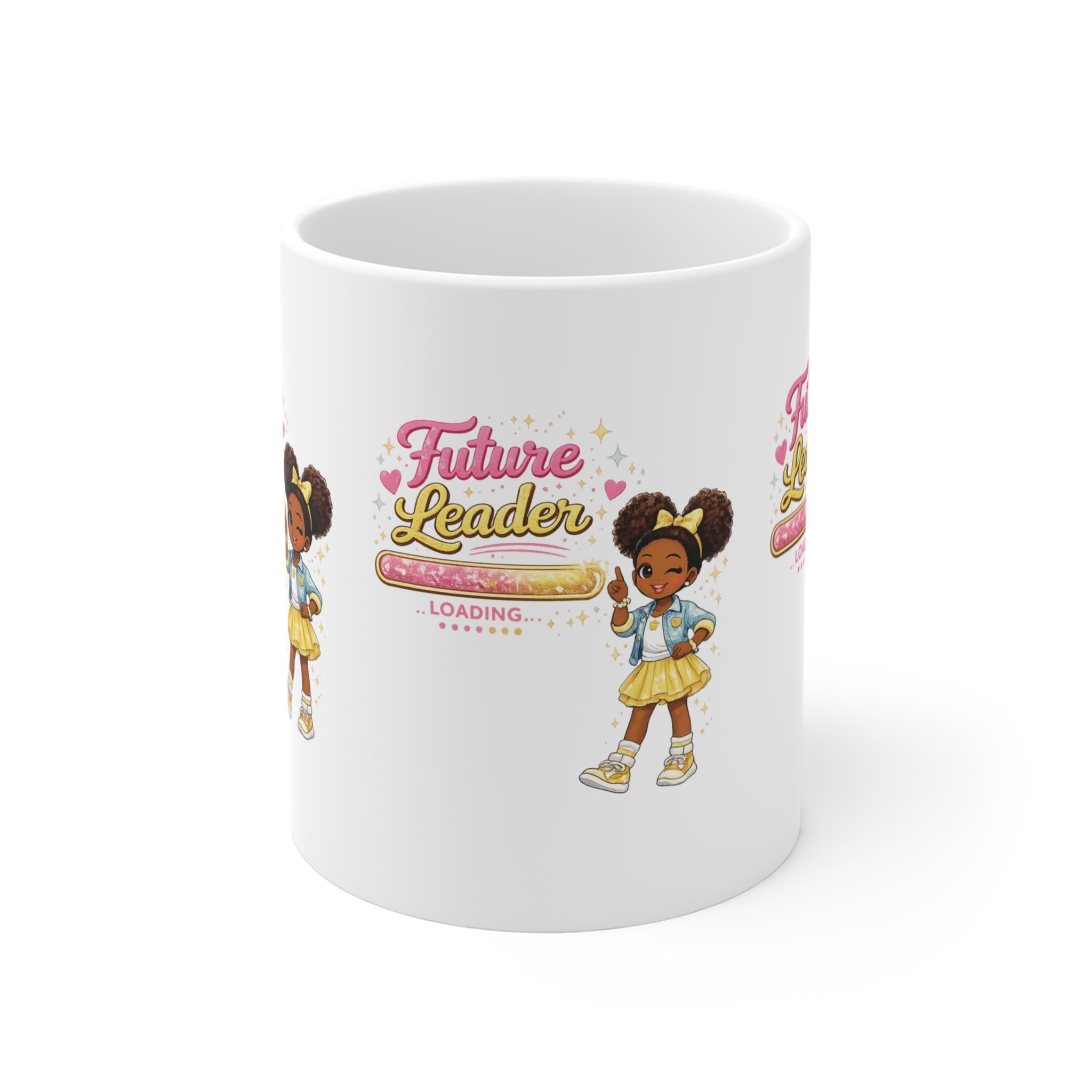 Future Leader Mug — Cute Afro Puff Girl "Future Leader" 11oz Coffee Cup