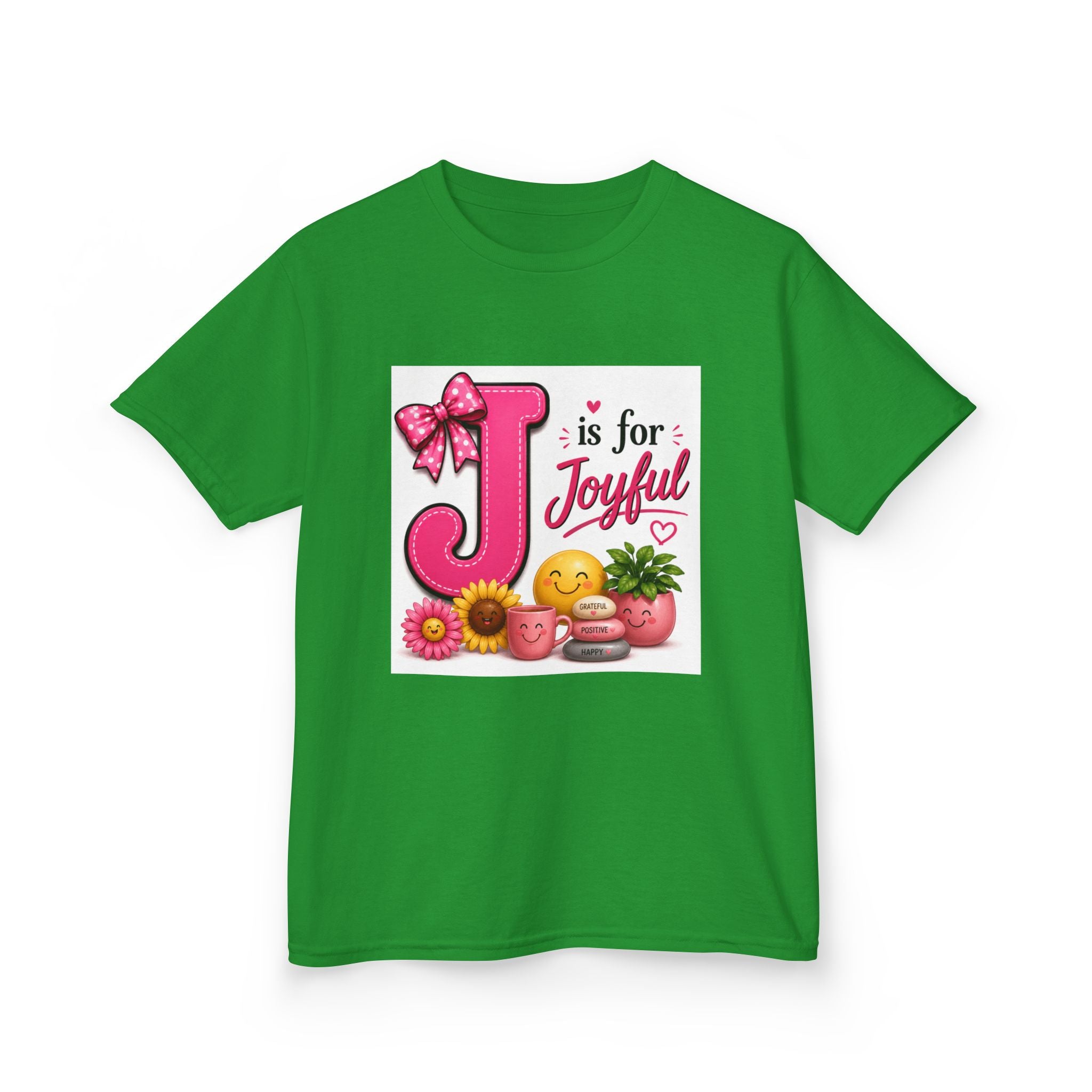 Kids Tee — "J is for Joyful" Pink Alphabet Shirt