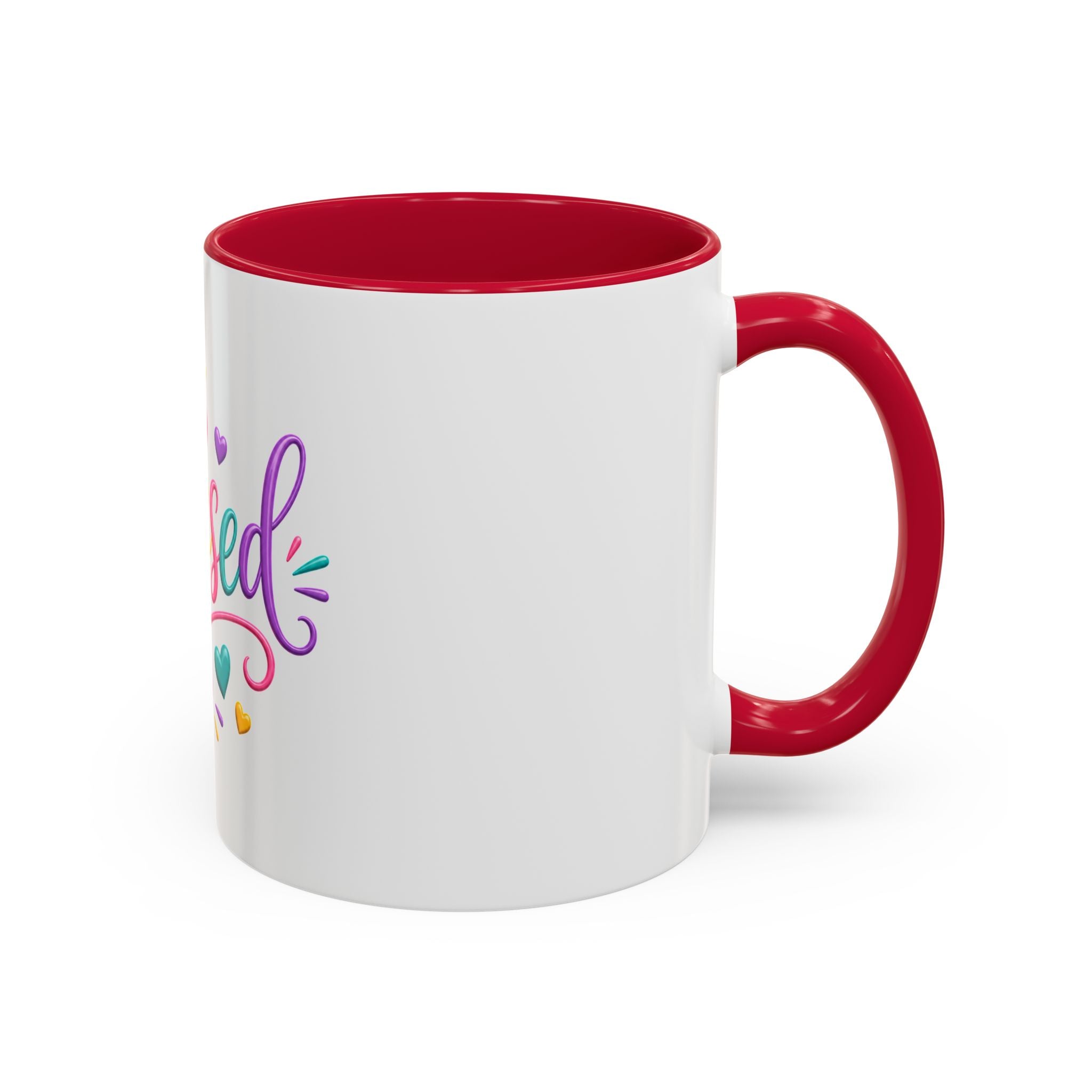 Blessed Colorful Mug (11oz & 15oz) — Rainbow Hearts Coffee Cup