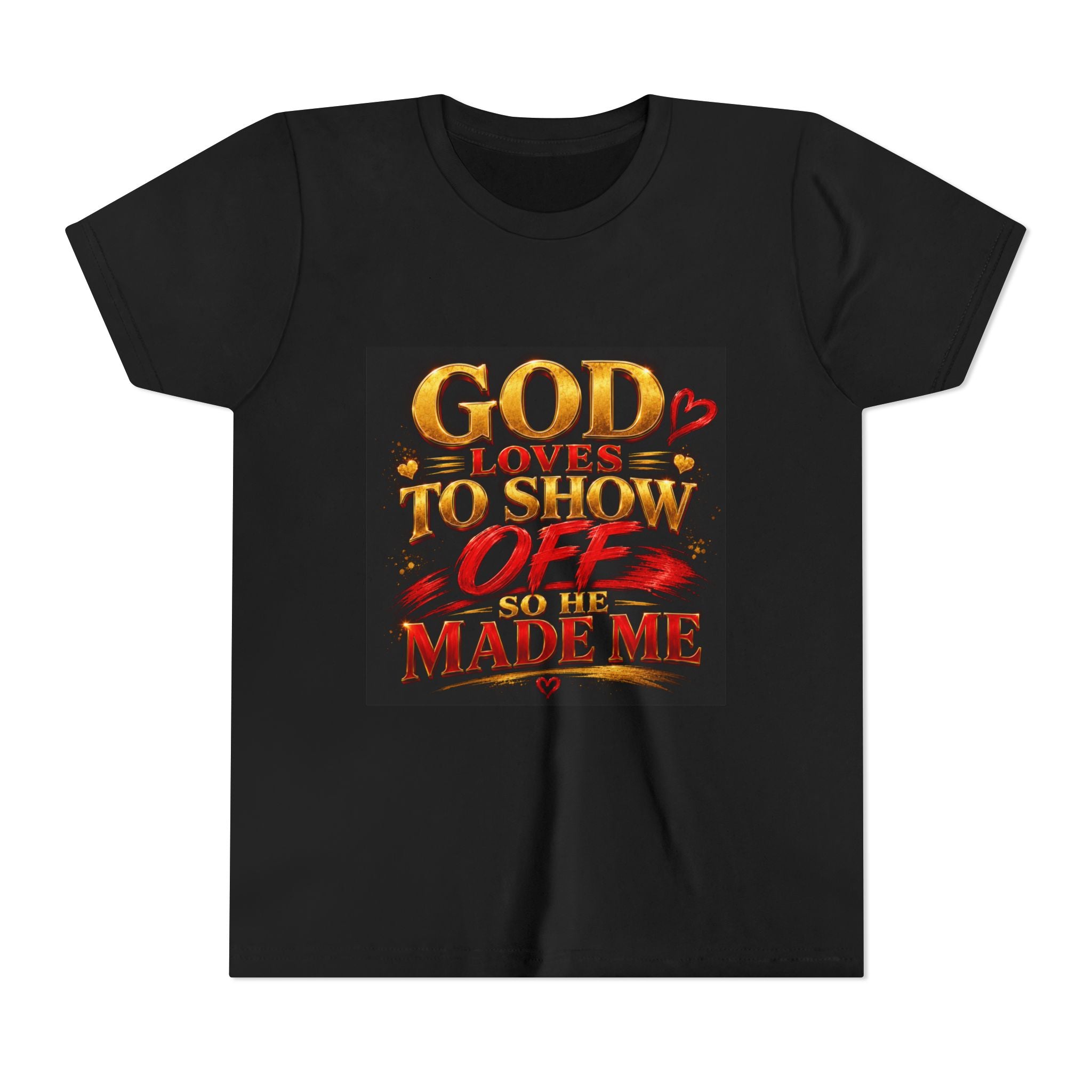 Youth Tee — "God Loves to Show Off So He Made Me" Christian Graphic Shirt