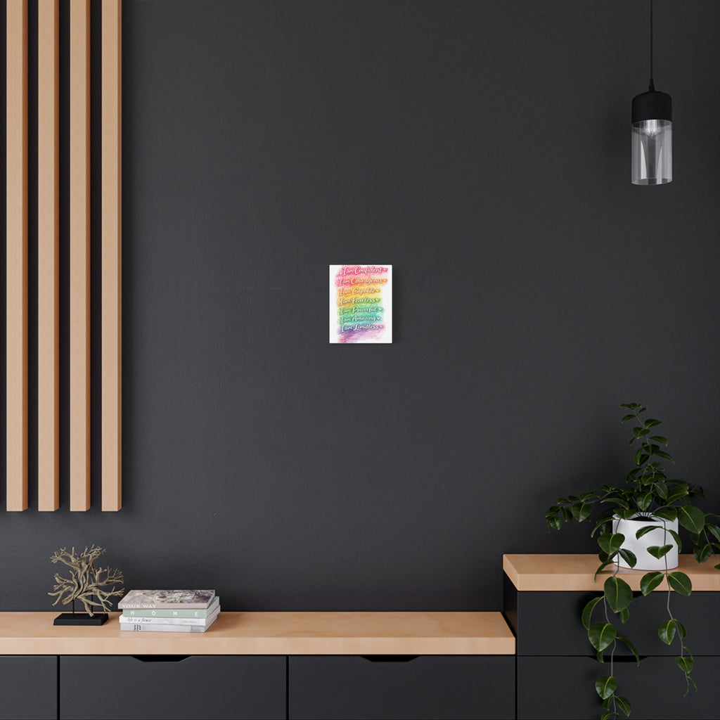 Affirmation Rainbow Canvas Wall Art — "I Am Confident, Courageous, Capable" Inspirational Print