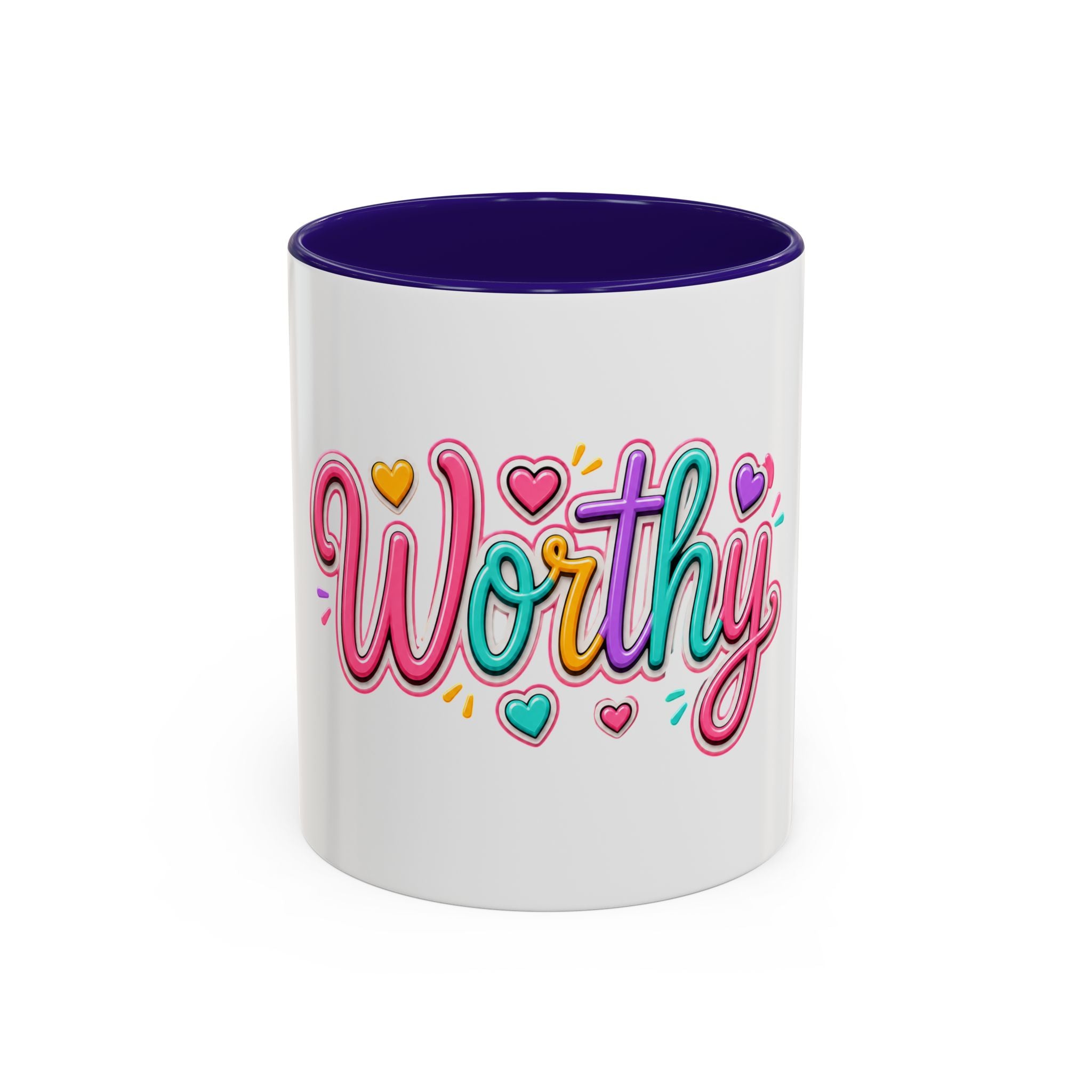 Worthy Colorful Ceramic Mug — Inspirational Heart Design (11oz & 15oz)