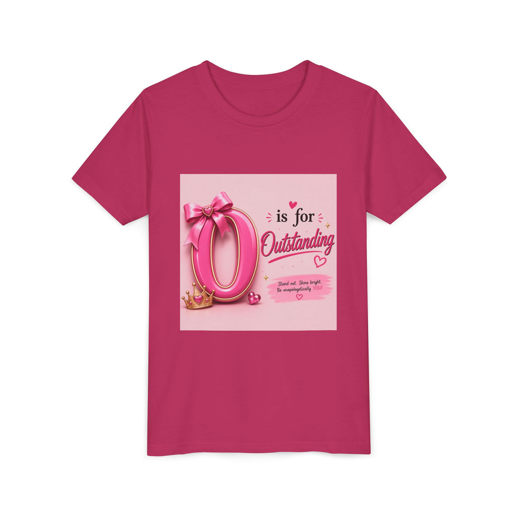Youth Tee "O is for Outstanding" — Pink Princess Graphic Shirt