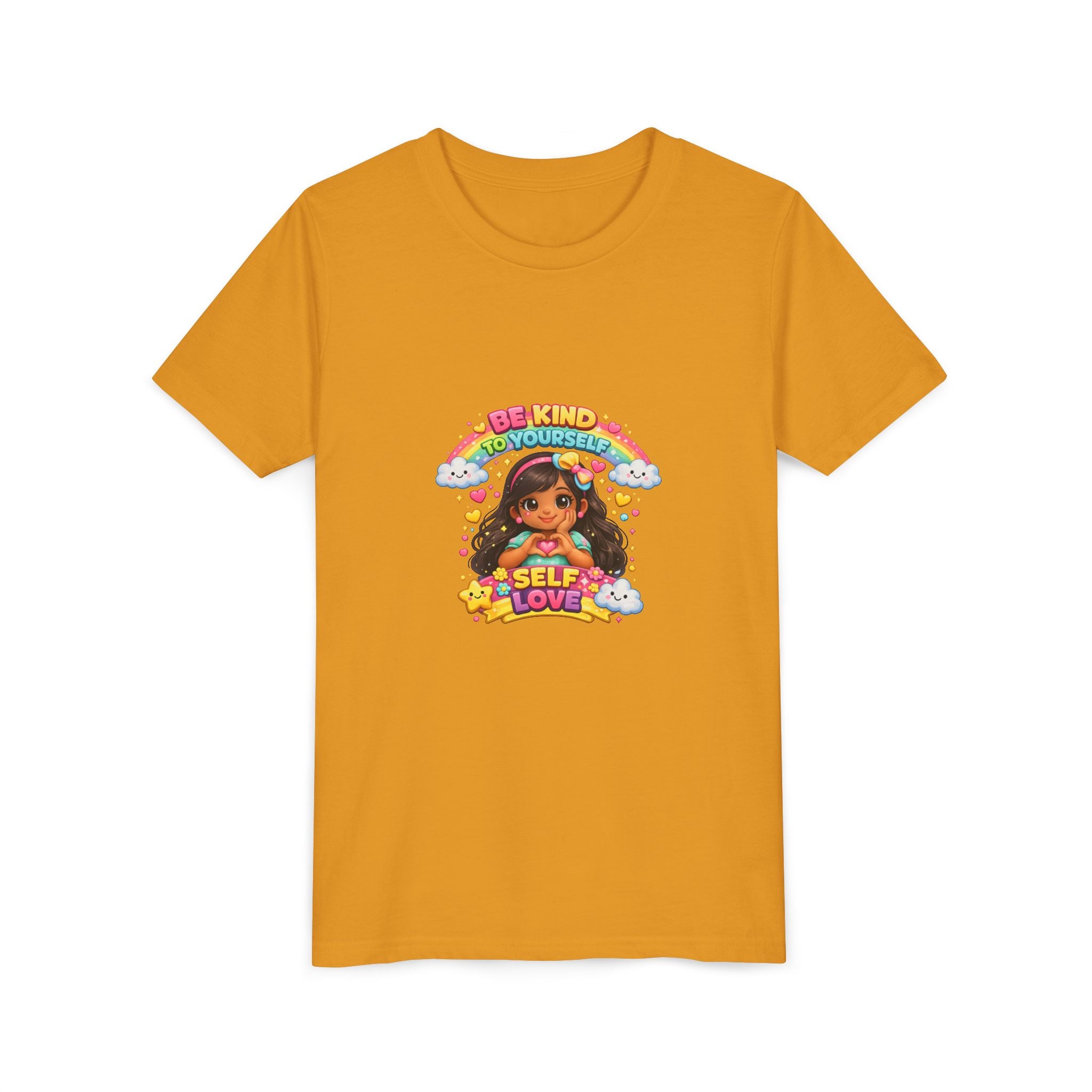 Youth Tee - "Be Kind to Yourself" Self-Love Rainbow Graphic