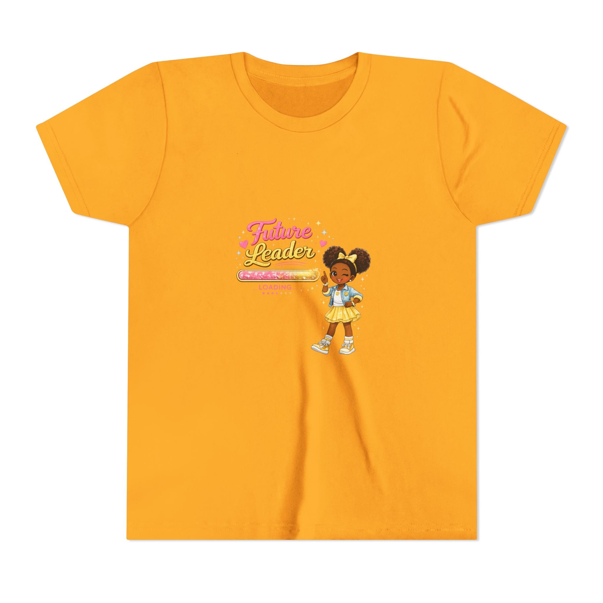 Youth Tee — “Future Leader” Cute Black Girl Graphic Shirt for Kids