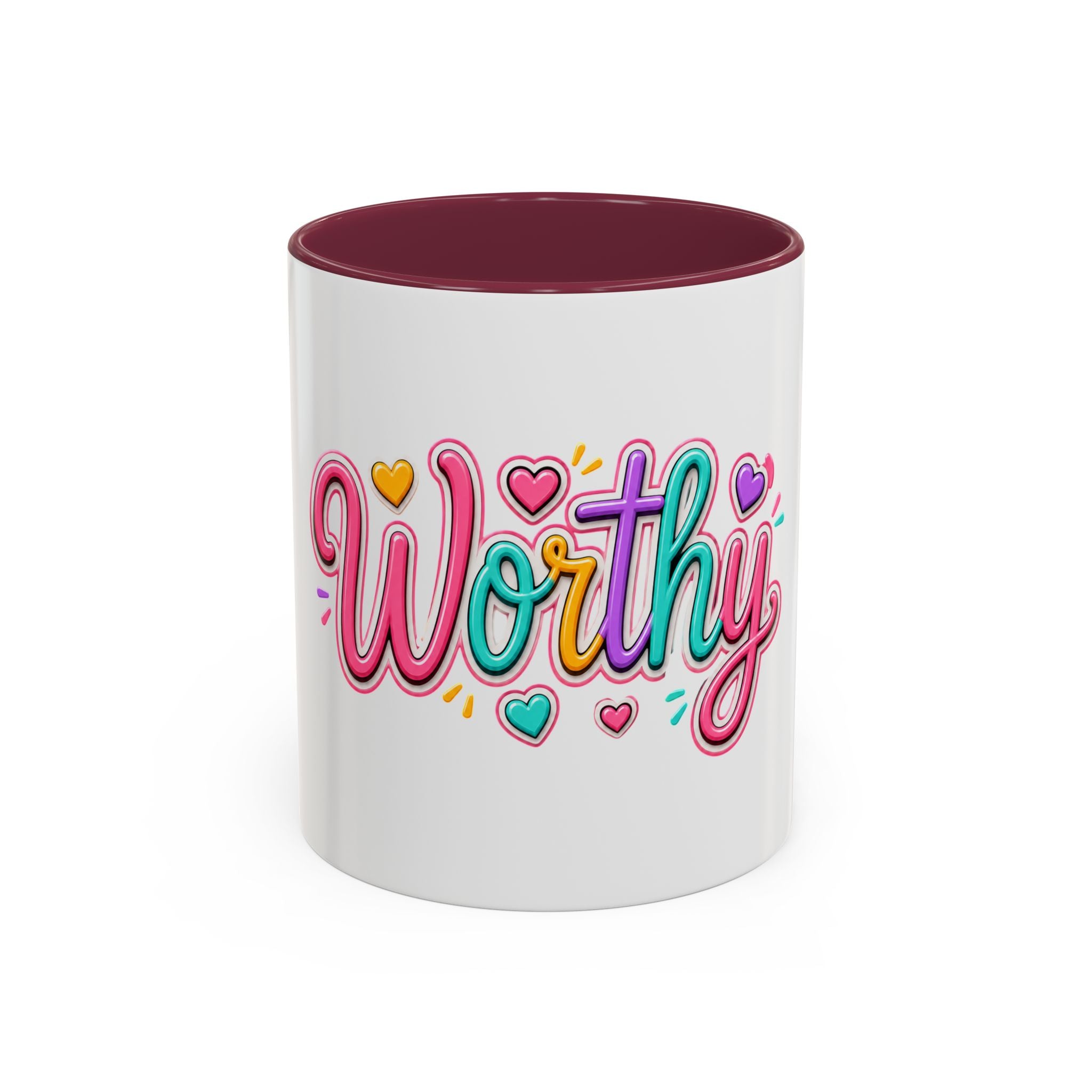 Worthy Colorful Ceramic Mug — Inspirational Heart Design (11oz & 15oz)