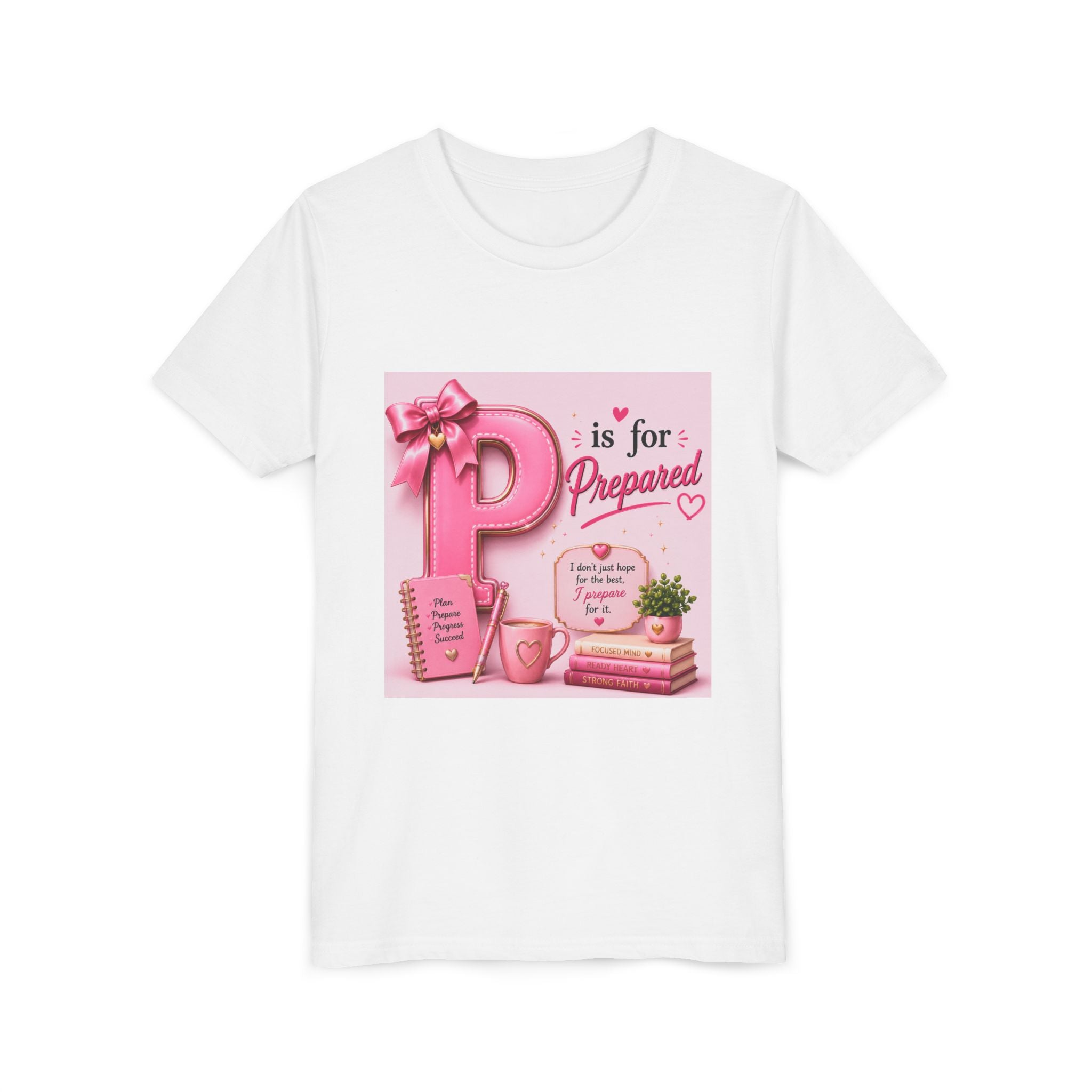 Youth Tee — "P is for Prepared" Pink Alphabet Kids T-Shirt