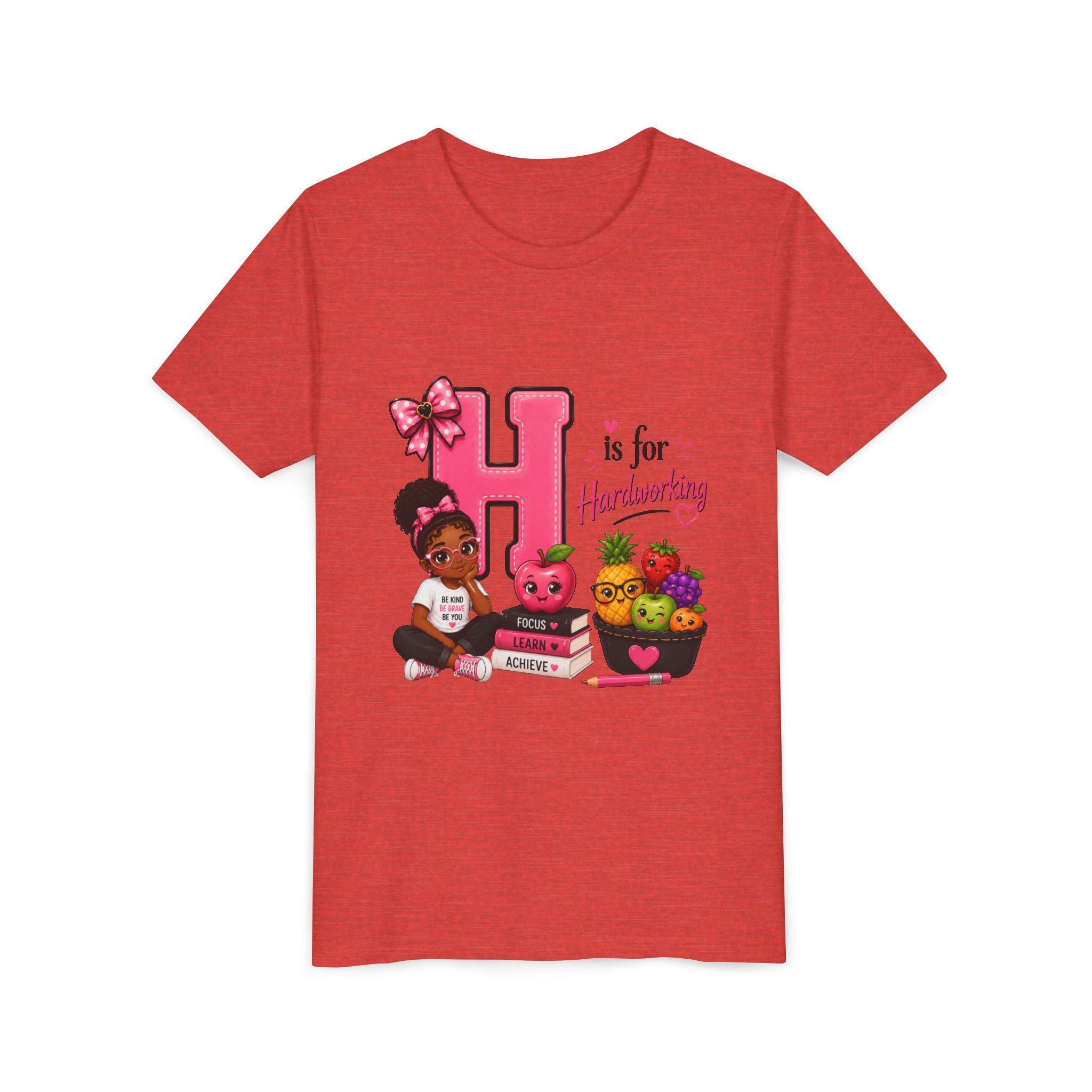 Youth Tee — "H is for Hardworking" Cute Alphabet Shirt for Girls