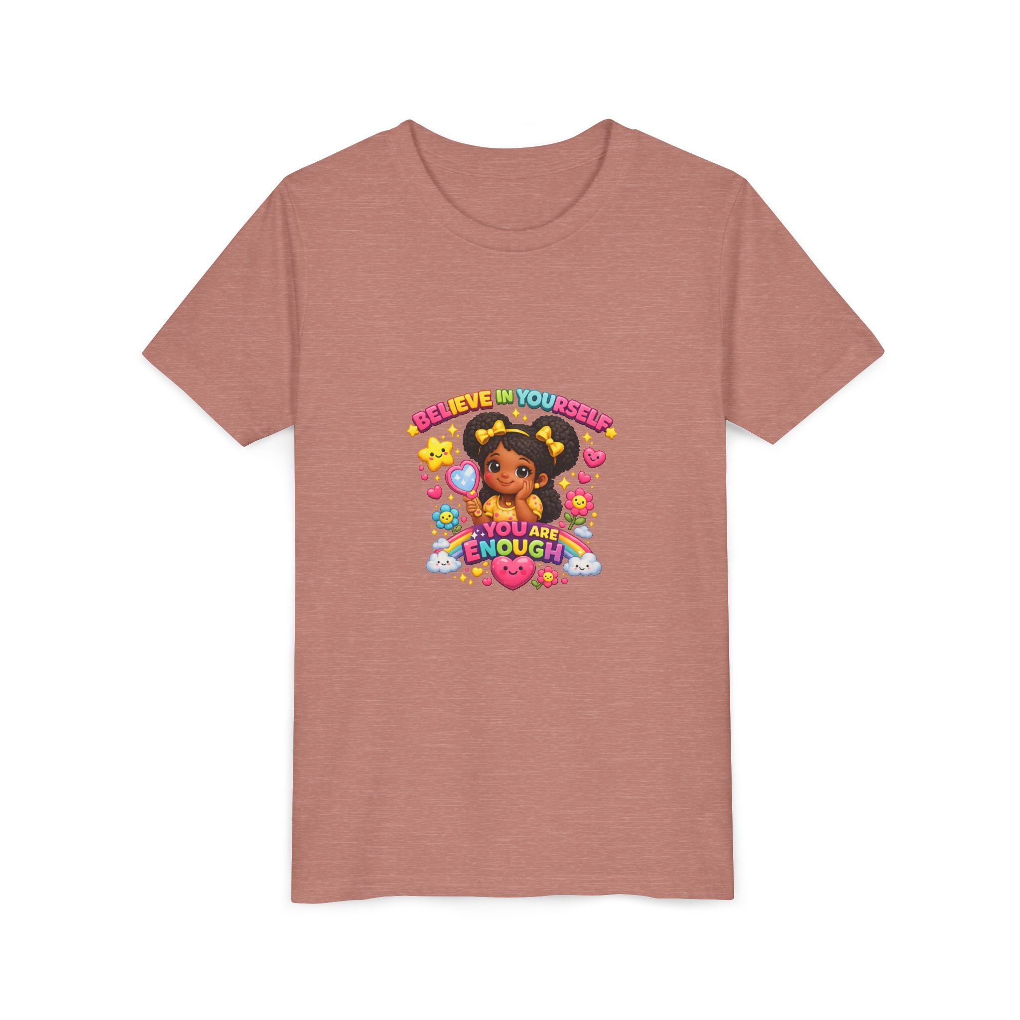 Youth Tee — "Believe in Yourself, You Are Enough" Cute Empowerment Graphic