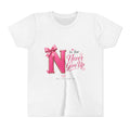Youth Tee - "N is for Never Give Up" Inspirational Pink Letter Kids Shirt