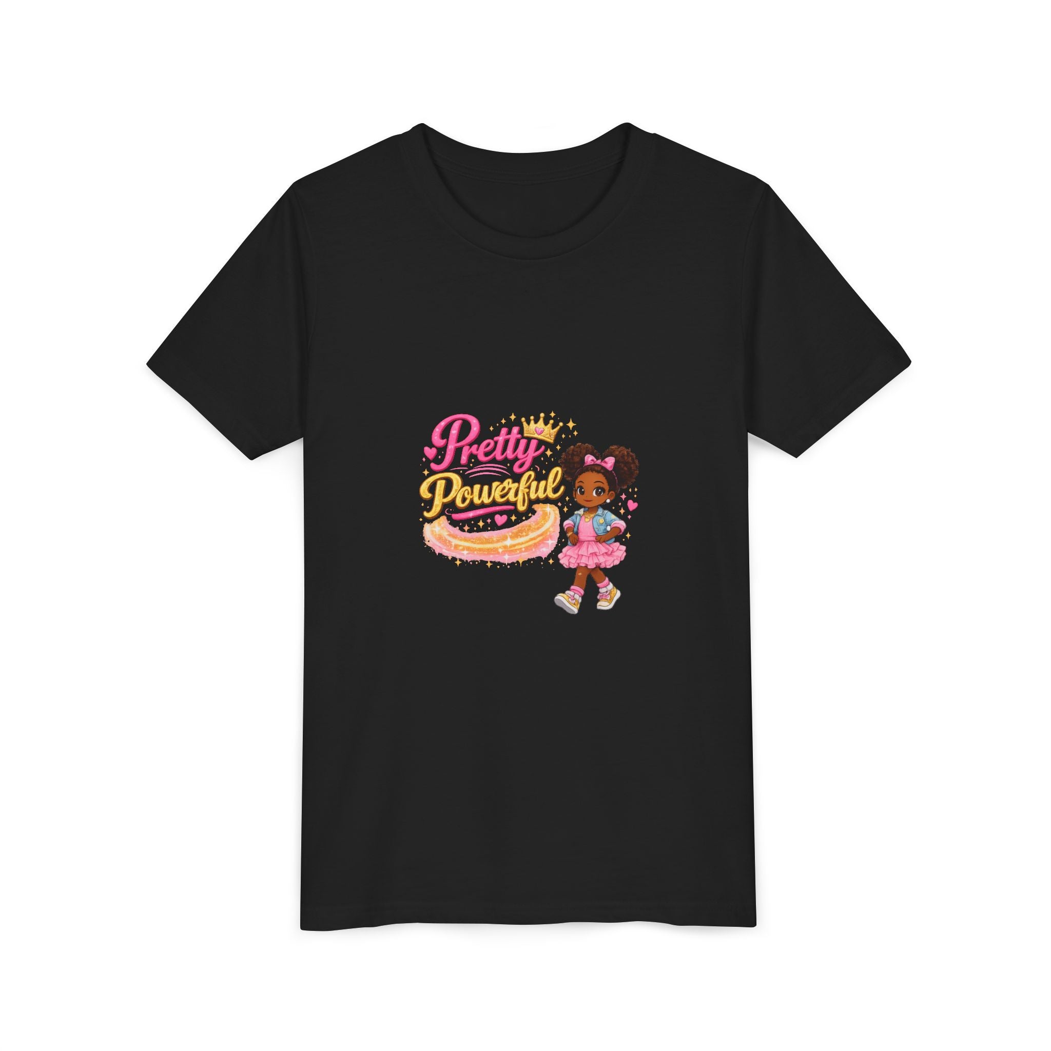Pretty & Powerful Youth Tee — Cute Princess Girl Graphic
