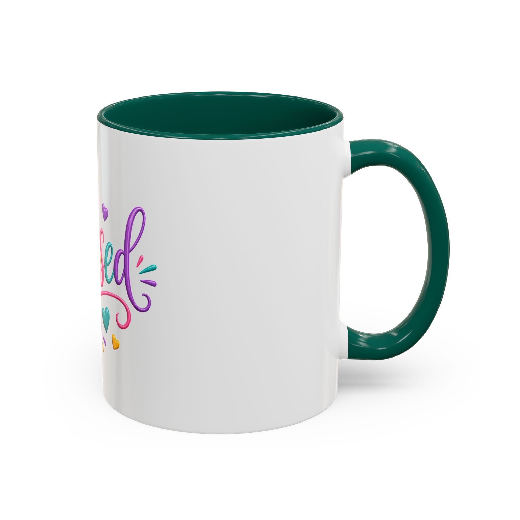 Blessed Colorful Mug (11oz & 15oz) — Rainbow Hearts Coffee Cup