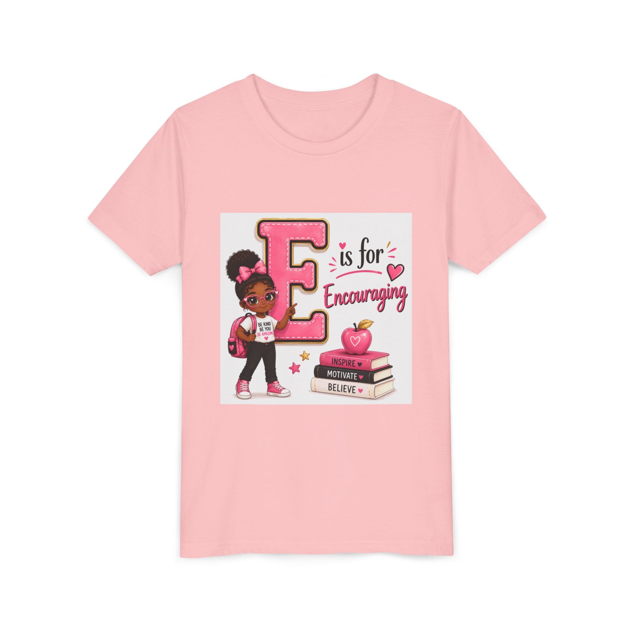 Youth Tee — “E is for Encouraging” Cute Back-to-School Graphic Shirt