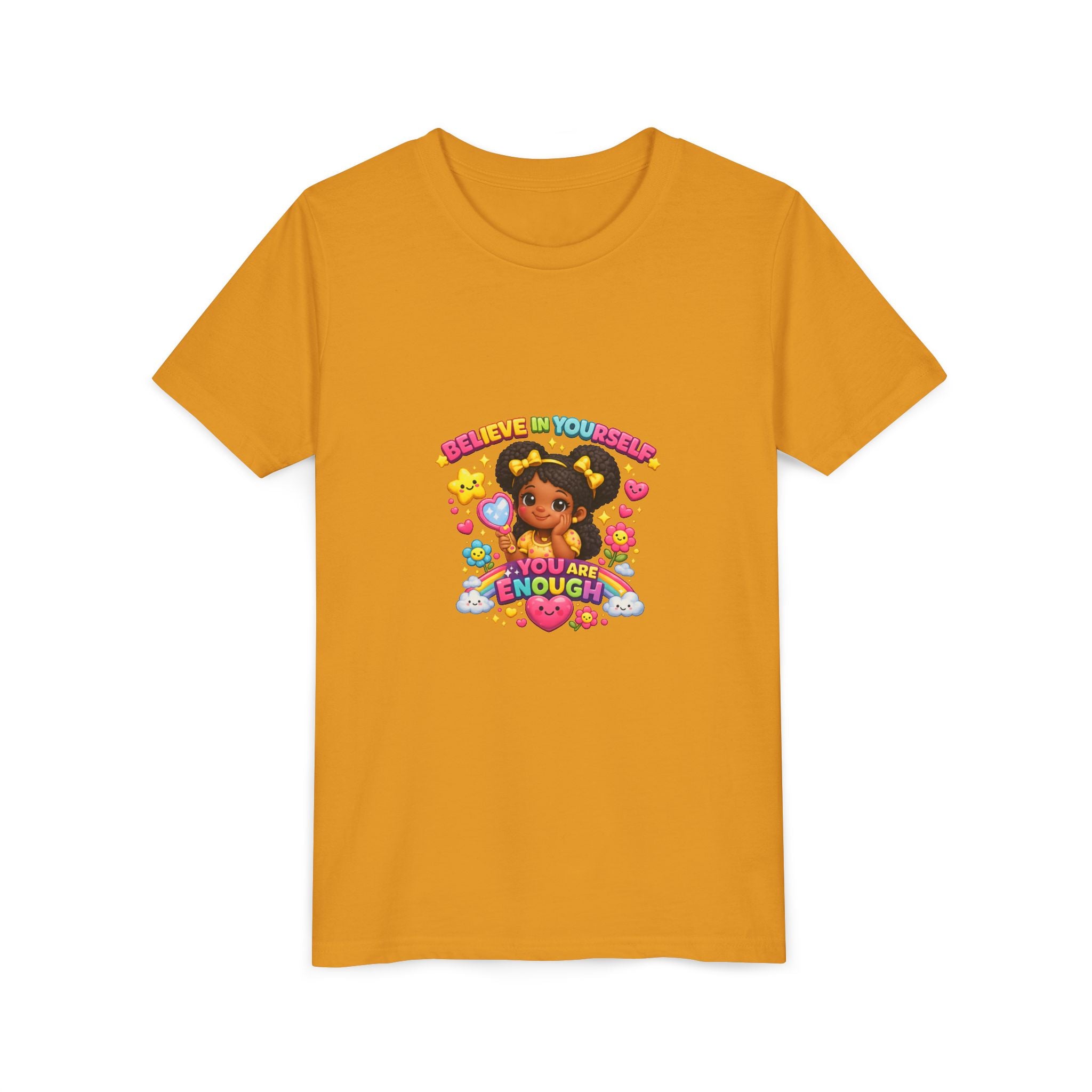 Youth Tee — "Believe in Yourself, You Are Enough" Cute Empowerment Graphic