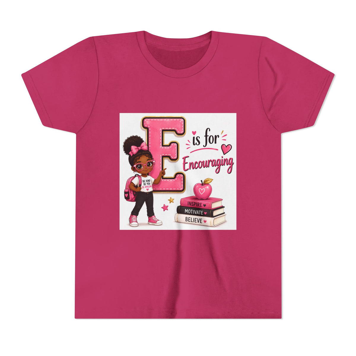 Youth Tee — “E is for Encouraging” Cute Back-to-School Graphic Shirt