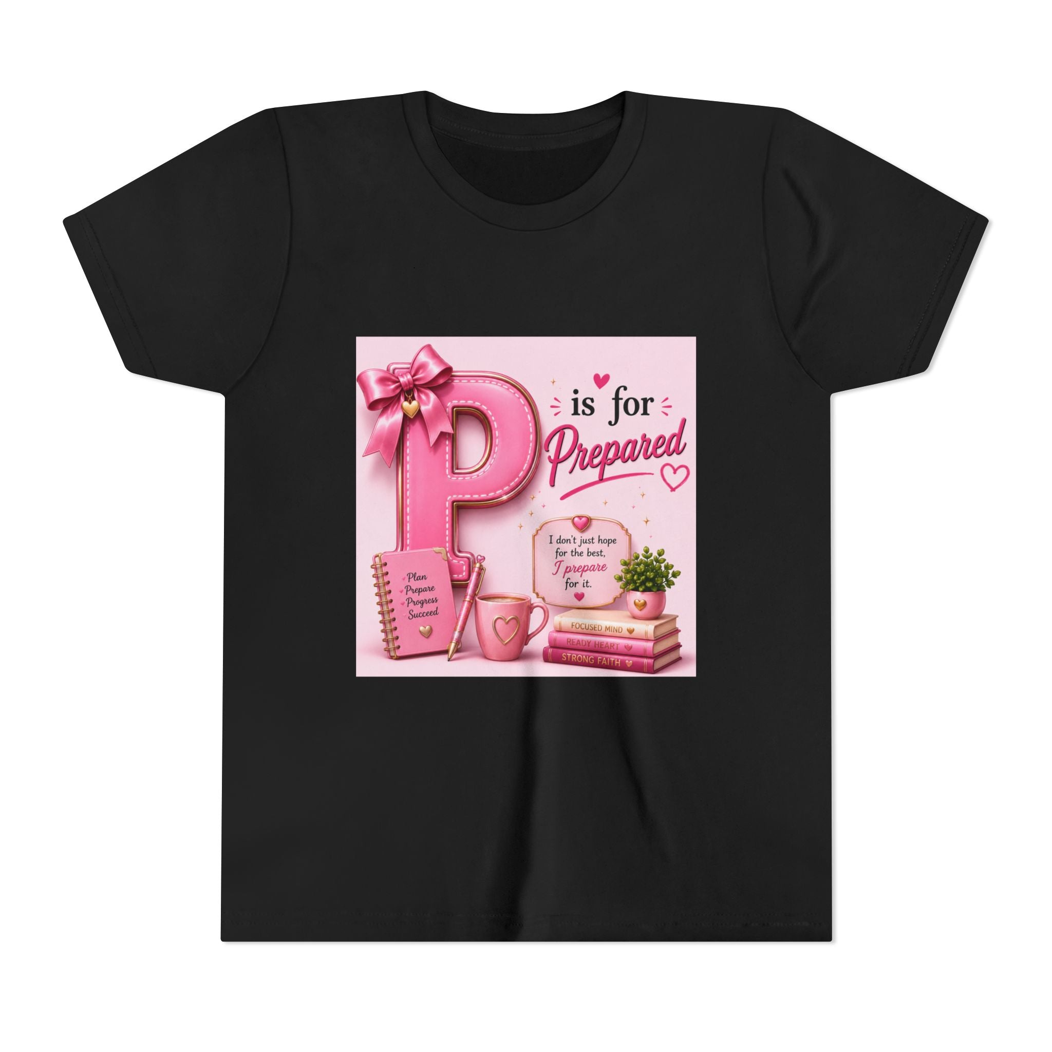 Youth Tee — "P is for Prepared" Pink Alphabet Kids T-Shirt