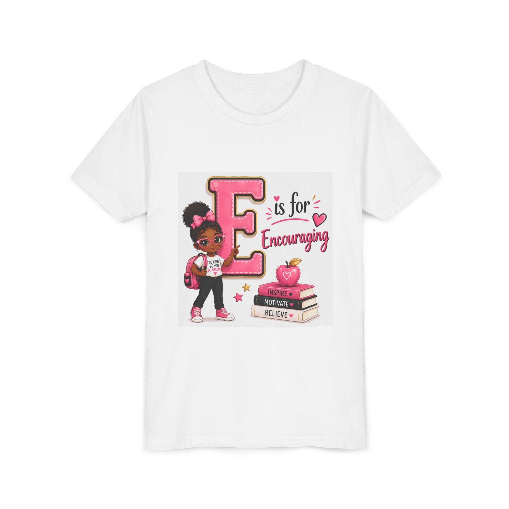 Youth Tee — “E is for Encouraging” Cute Back-to-School Graphic Shirt