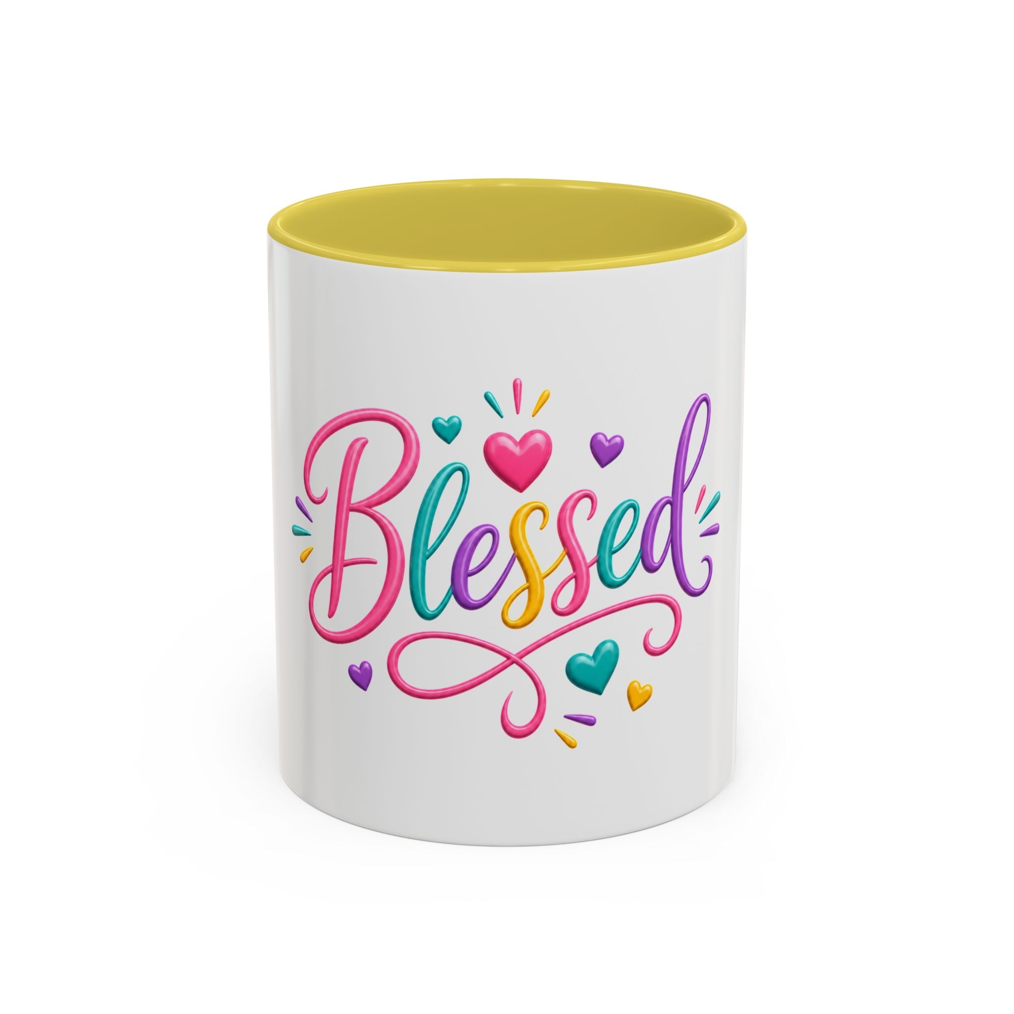 Blessed Colorful Mug (11oz & 15oz) — Rainbow Hearts Coffee Cup