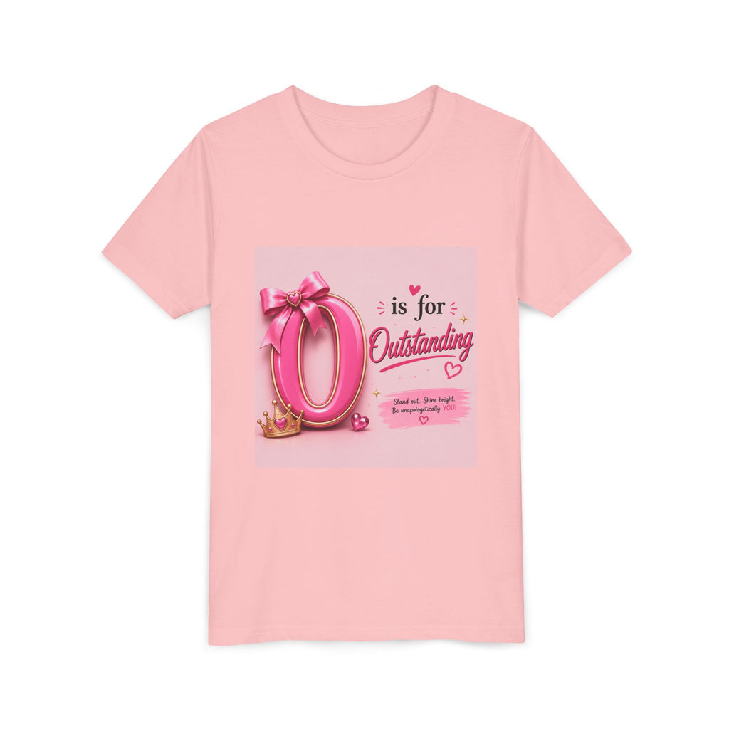 Youth Tee "O is for Outstanding" — Pink Princess Graphic Shirt