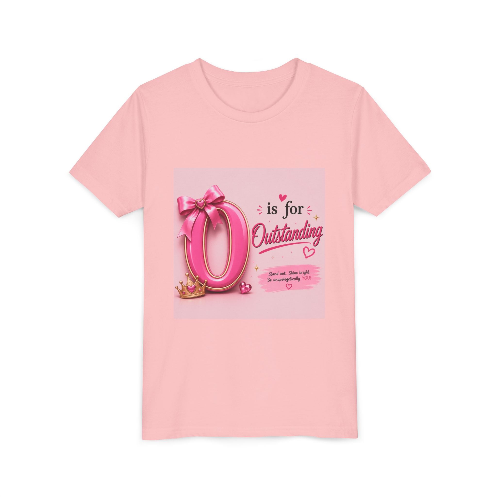 Youth Tee "O is for Outstanding" — Pink Princess Graphic Shirt