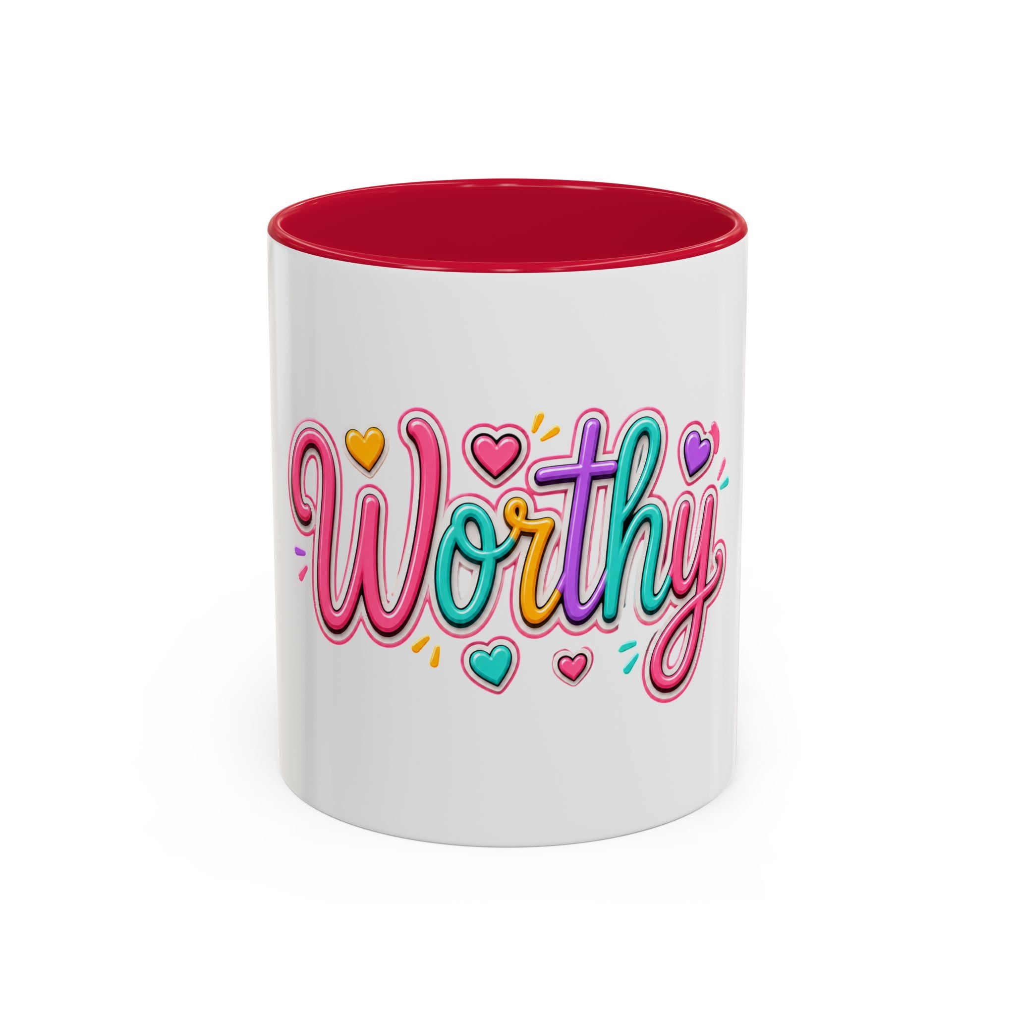 Worthy Colorful Ceramic Mug — Inspirational Heart Design (11oz & 15oz)