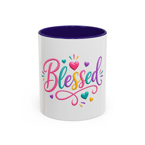 Blessed Colorful Mug (11oz & 15oz) — Rainbow Hearts Coffee Cup