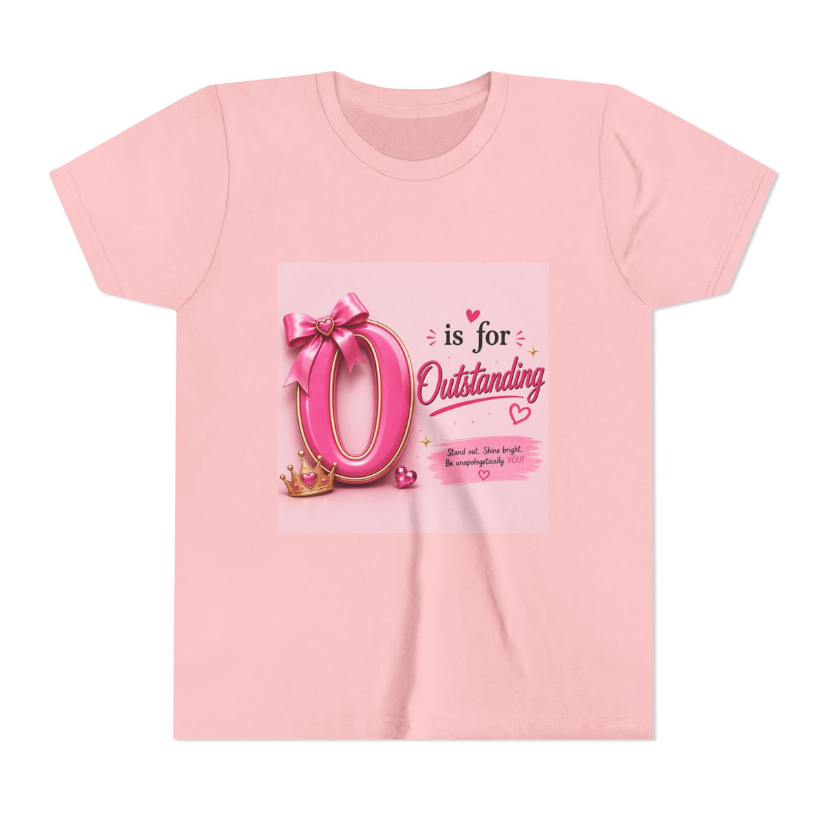 Youth Tee "O is for Outstanding" — Pink Princess Graphic Shirt