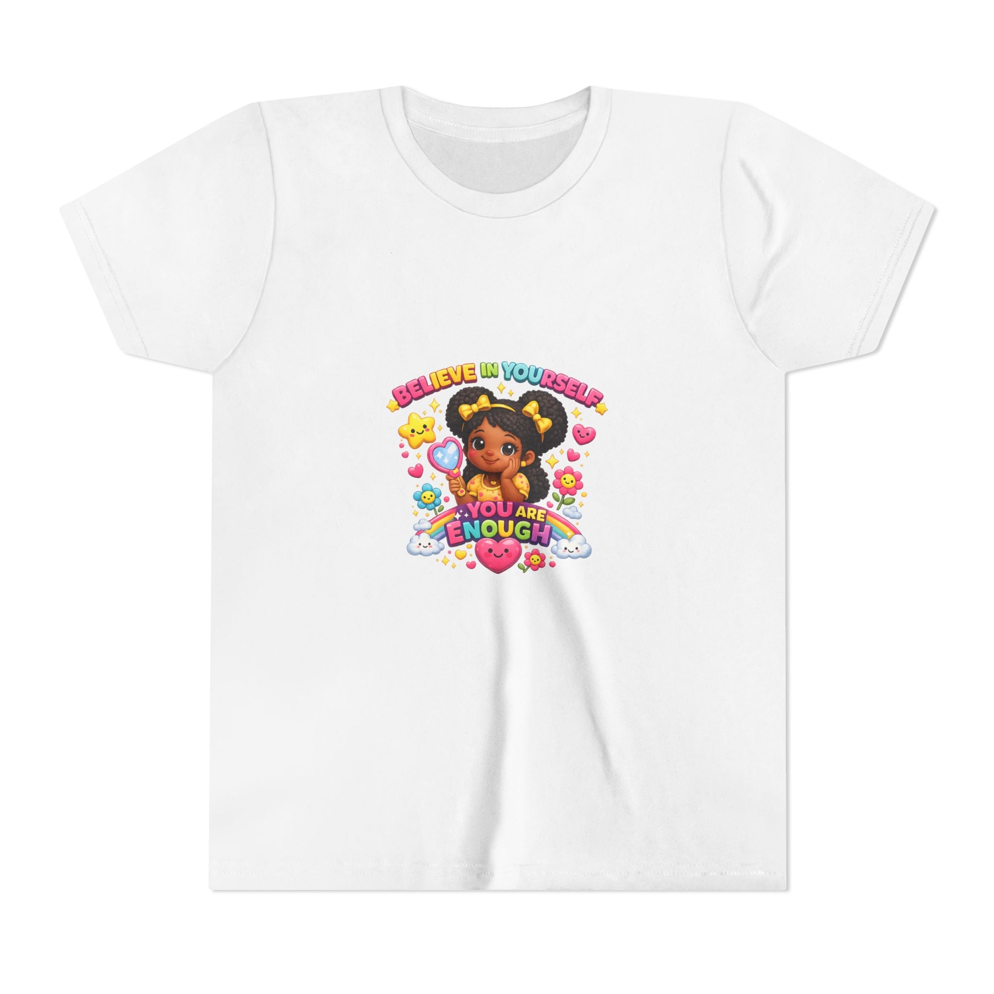 Youth Tee — "Believe in Yourself, You Are Enough" Cute Empowerment Graphic