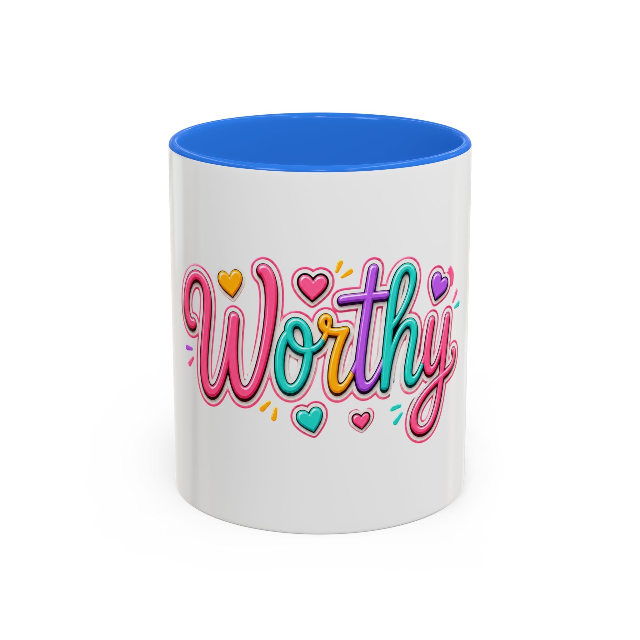 Worthy Colorful Ceramic Mug — Inspirational Heart Design (11oz & 15oz)