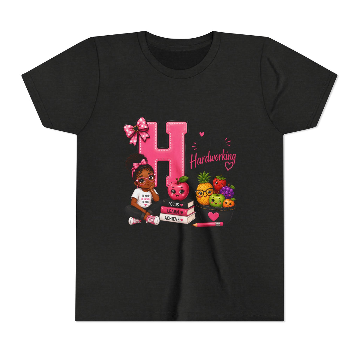Youth Tee — "H is for Hardworking" Cute Alphabet Shirt for Girls