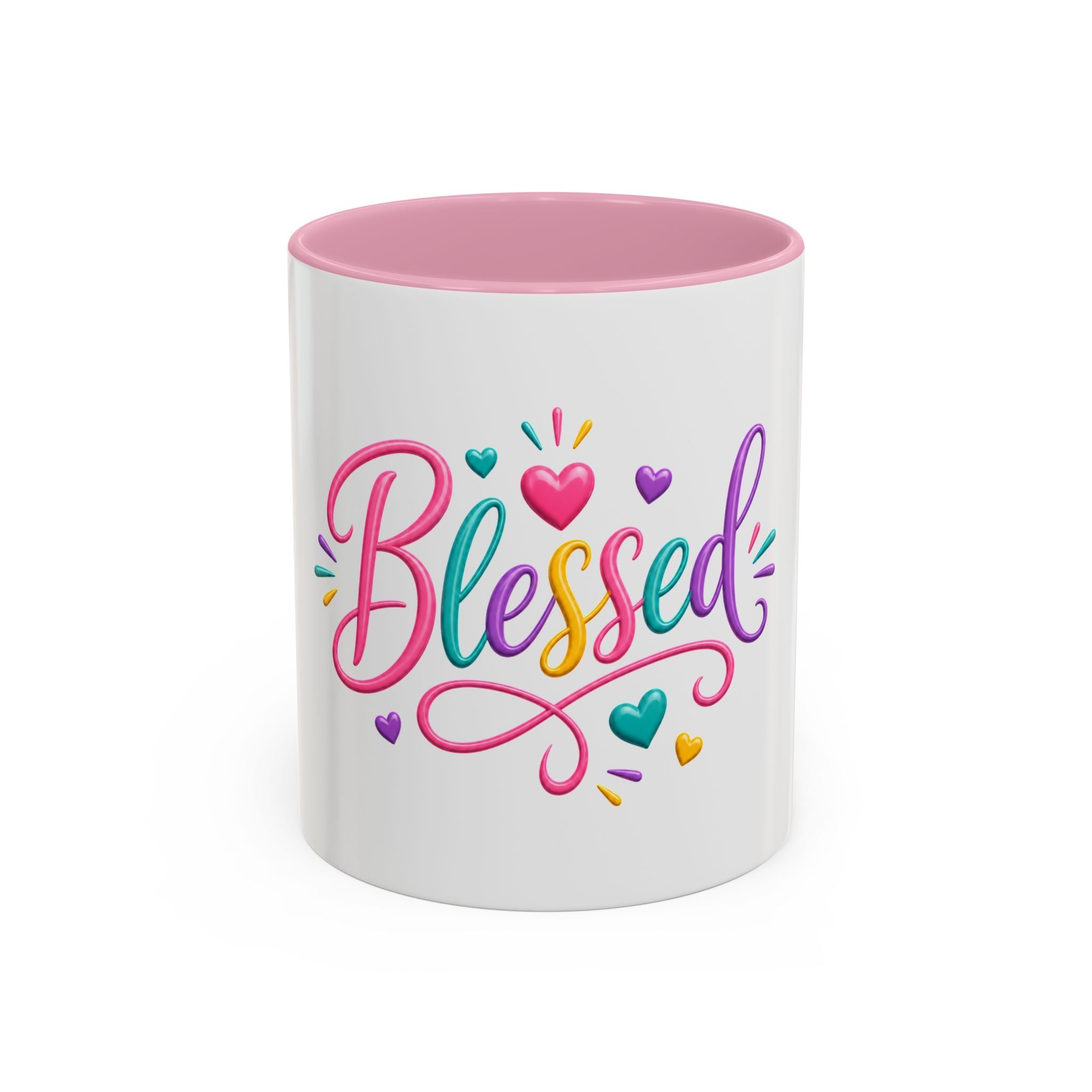 Blessed Colorful Mug (11oz & 15oz) — Rainbow Hearts Coffee Cup