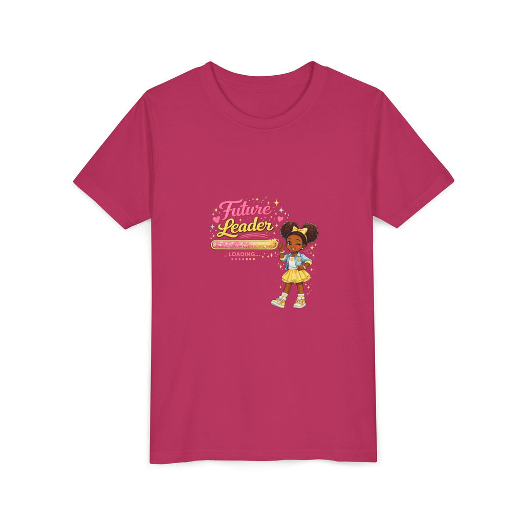 Youth Tee — “Future Leader” Cute Black Girl Graphic Shirt for Kids