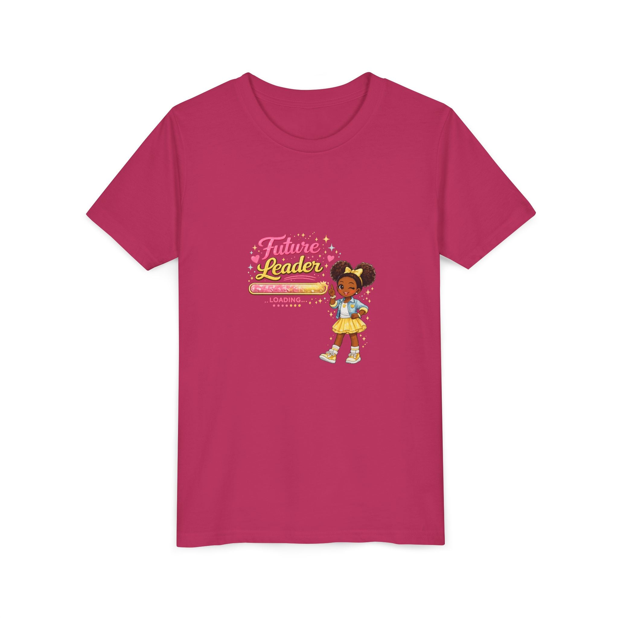 Youth Tee — “Future Leader” Cute Black Girl Graphic Shirt for Kids