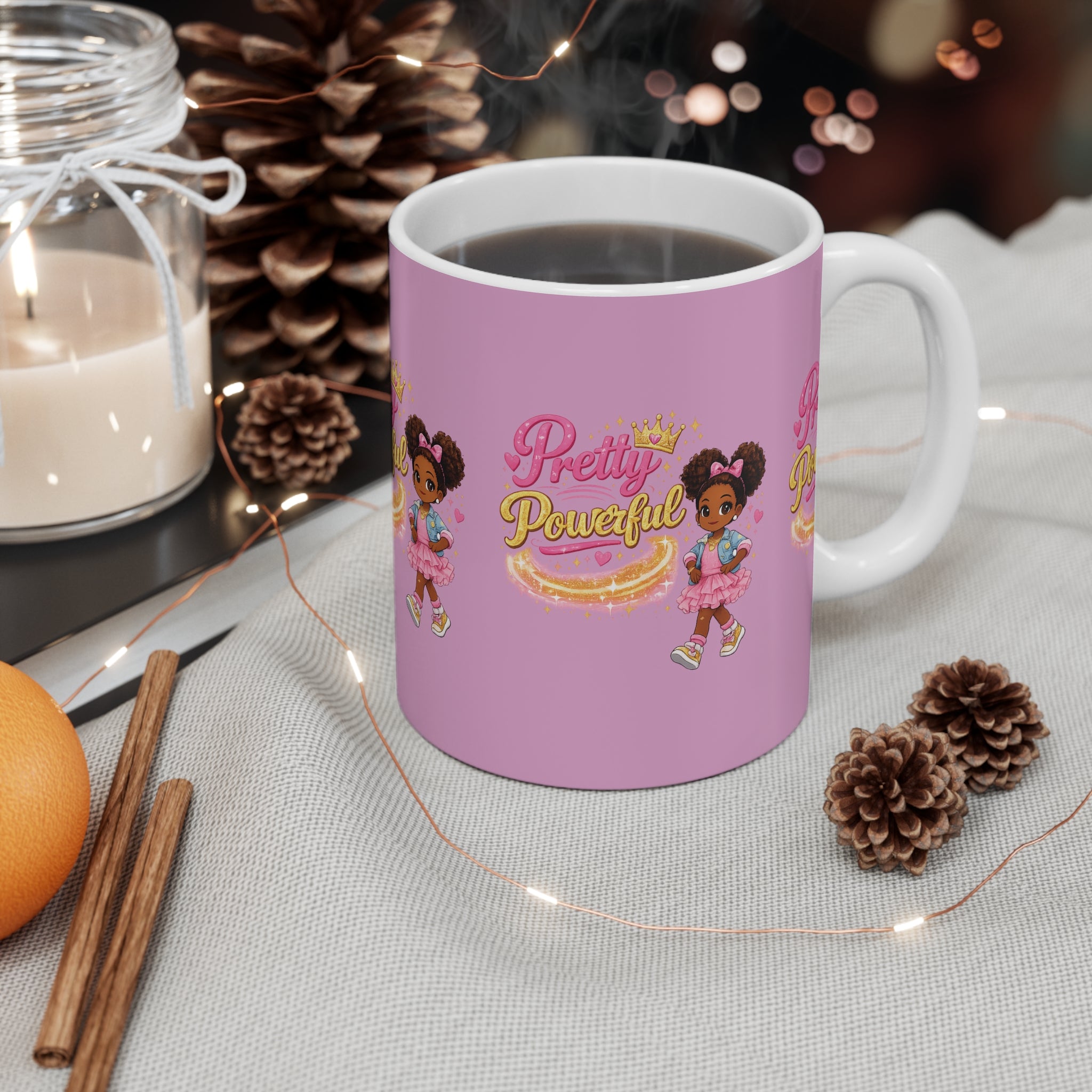 Pretty Powerful Pink Mug — Cute Empowerment Coffee Cup for Girls