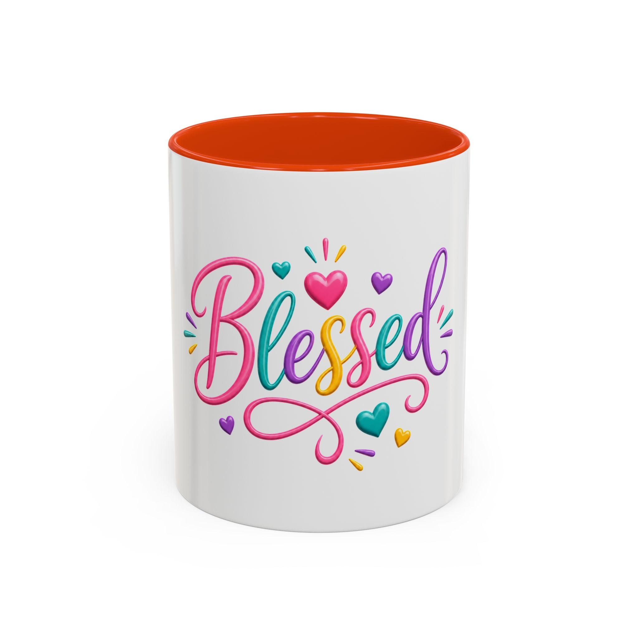 Blessed Colorful Mug (11oz & 15oz) — Rainbow Hearts Coffee Cup