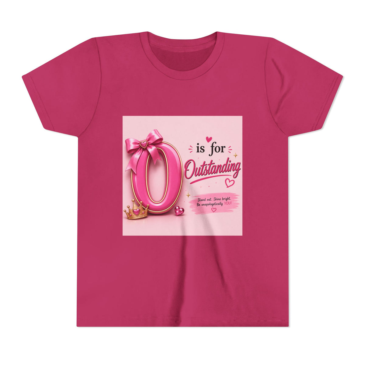 Youth Tee "O is for Outstanding" — Pink Princess Graphic Shirt
