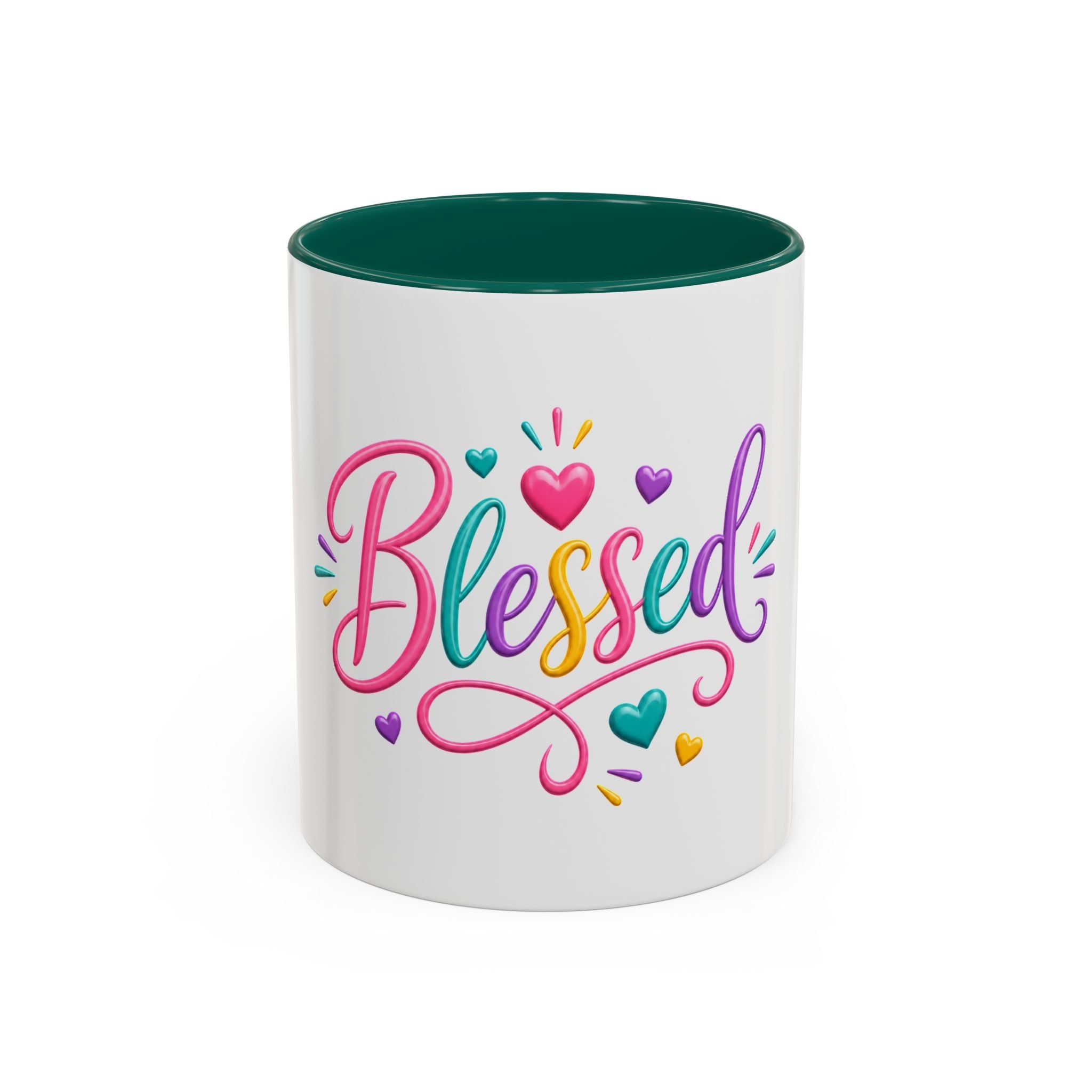 Blessed Colorful Mug (11oz & 15oz) — Rainbow Hearts Coffee Cup