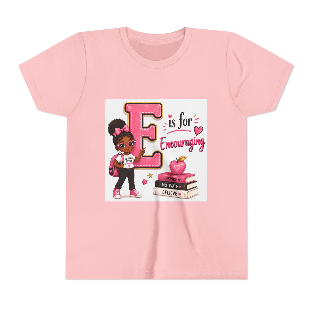 Youth Tee — “E is for Encouraging” Cute Back-to-School Graphic Shirt