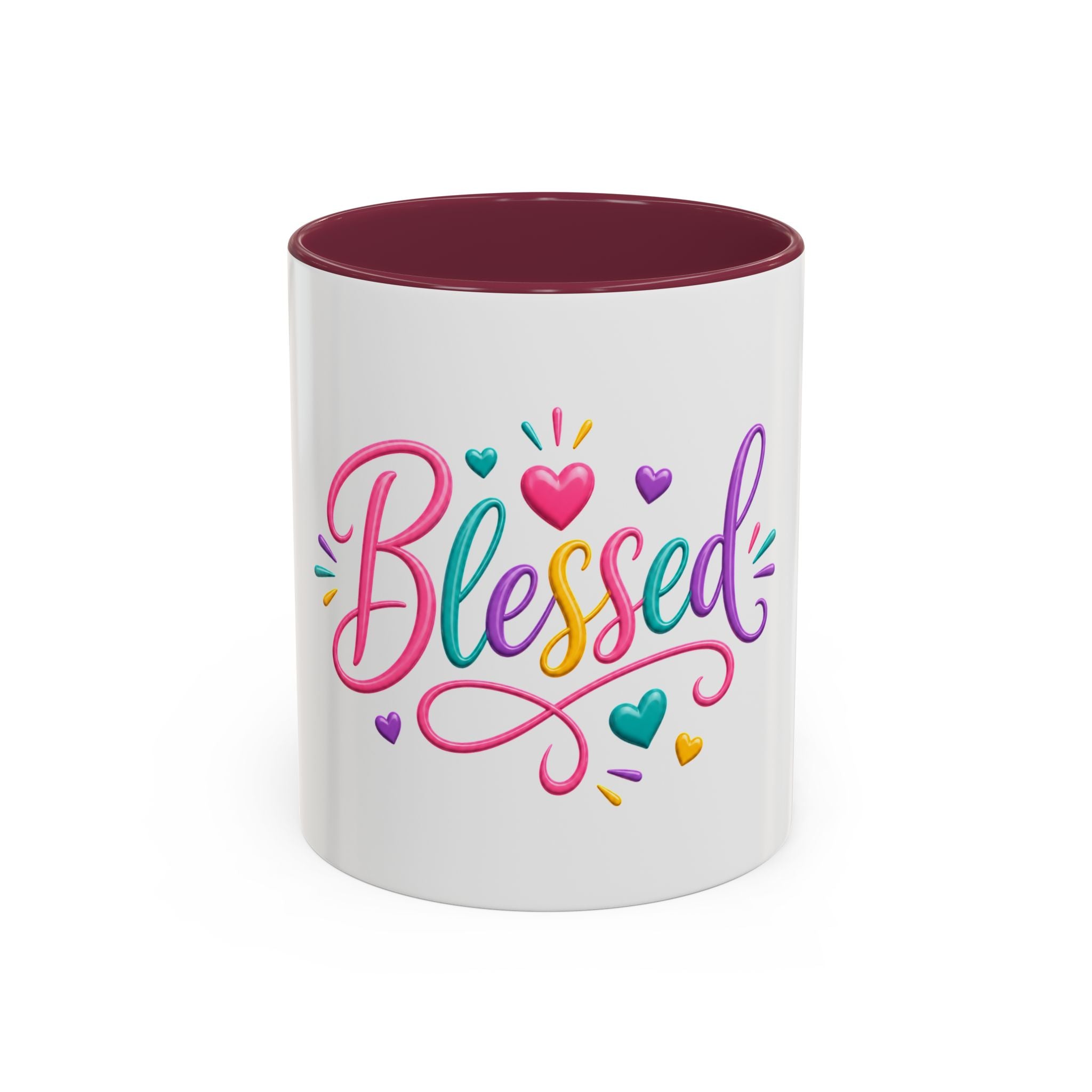 Blessed Colorful Mug (11oz & 15oz) — Rainbow Hearts Coffee Cup