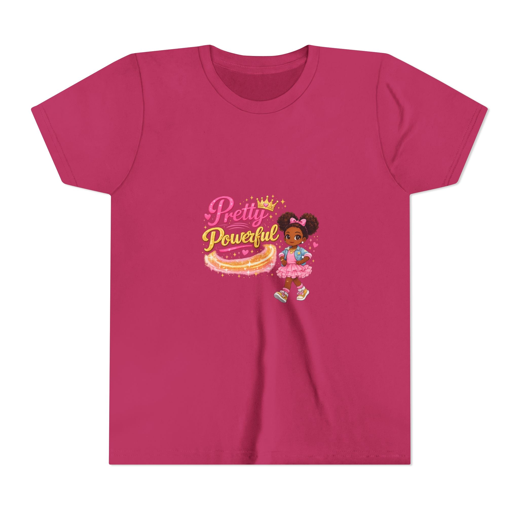 Pretty & Powerful Youth Tee — Cute Princess Girl Graphic