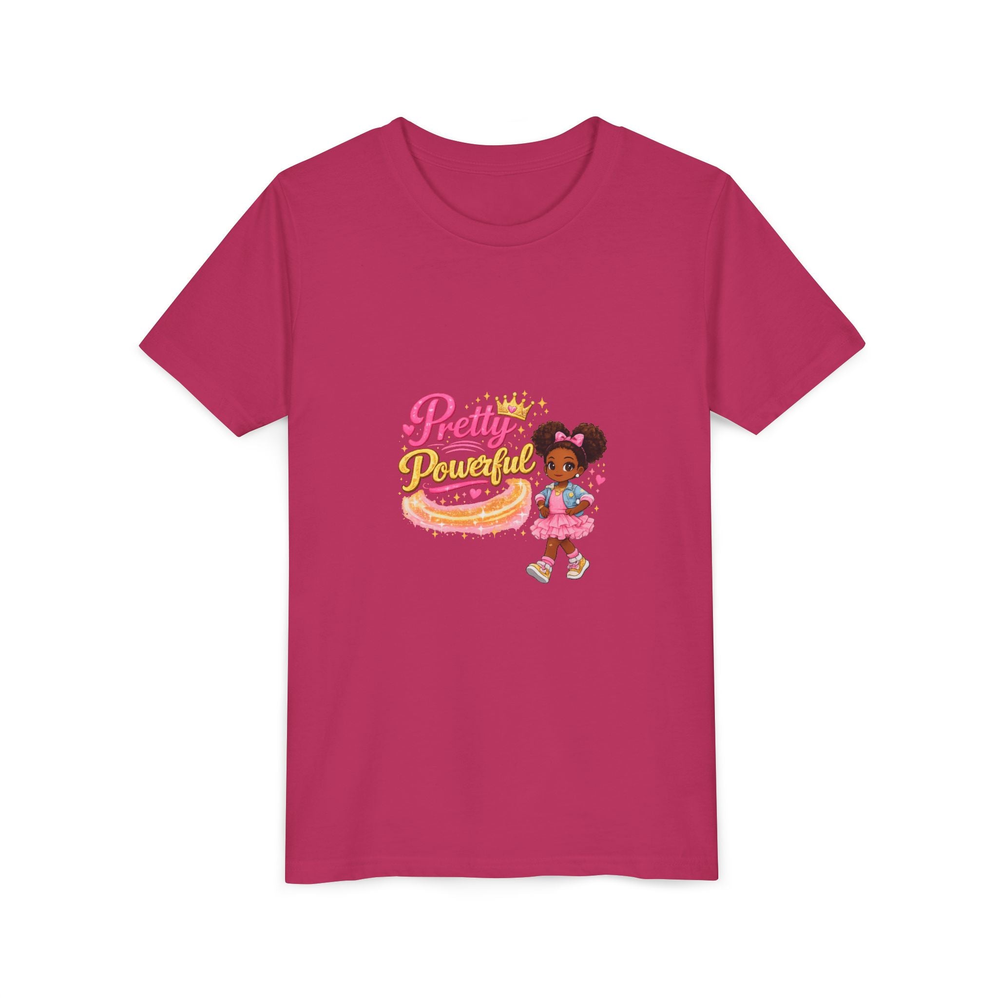 Pretty & Powerful Youth Tee — Cute Princess Girl Graphic